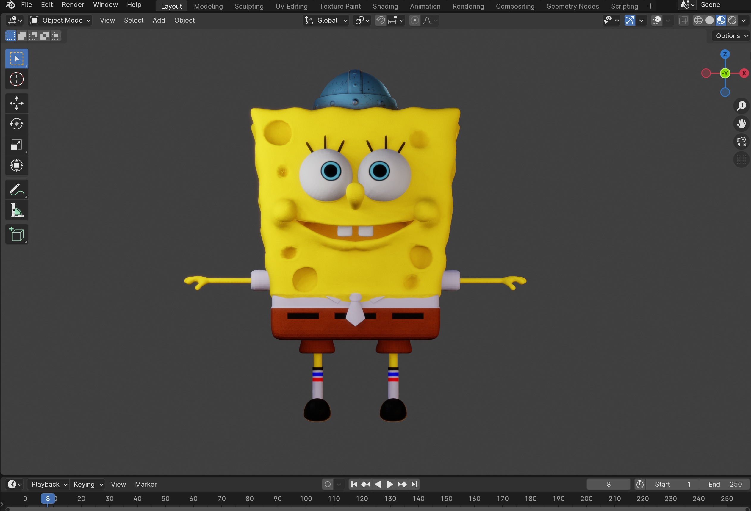 3D Rigged SpongeBob Model Low-poly 3D model_3