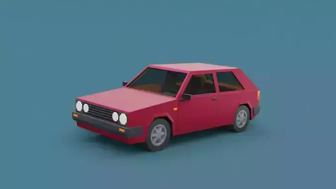  Stylized Cartoon Euro Hatchback Car 