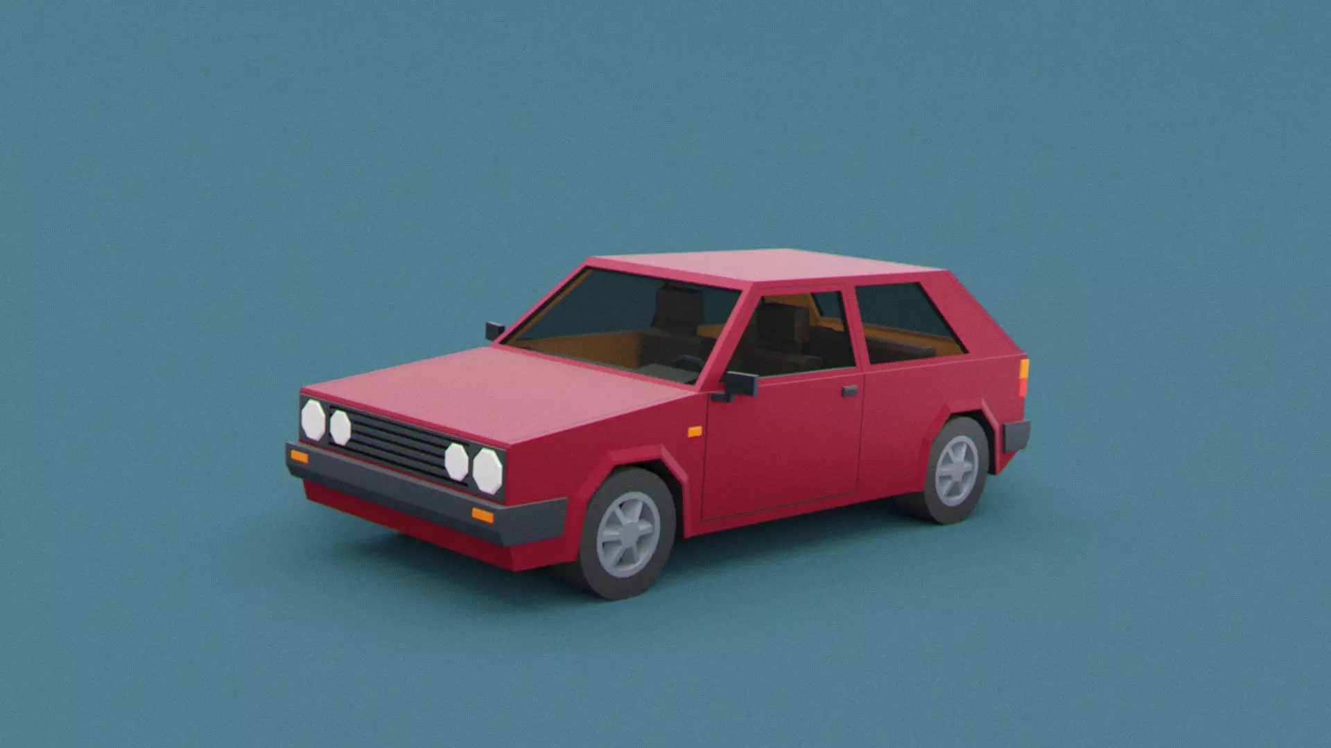 Stylized Cartoon Euro Hatchback Car Low-poly 3D model