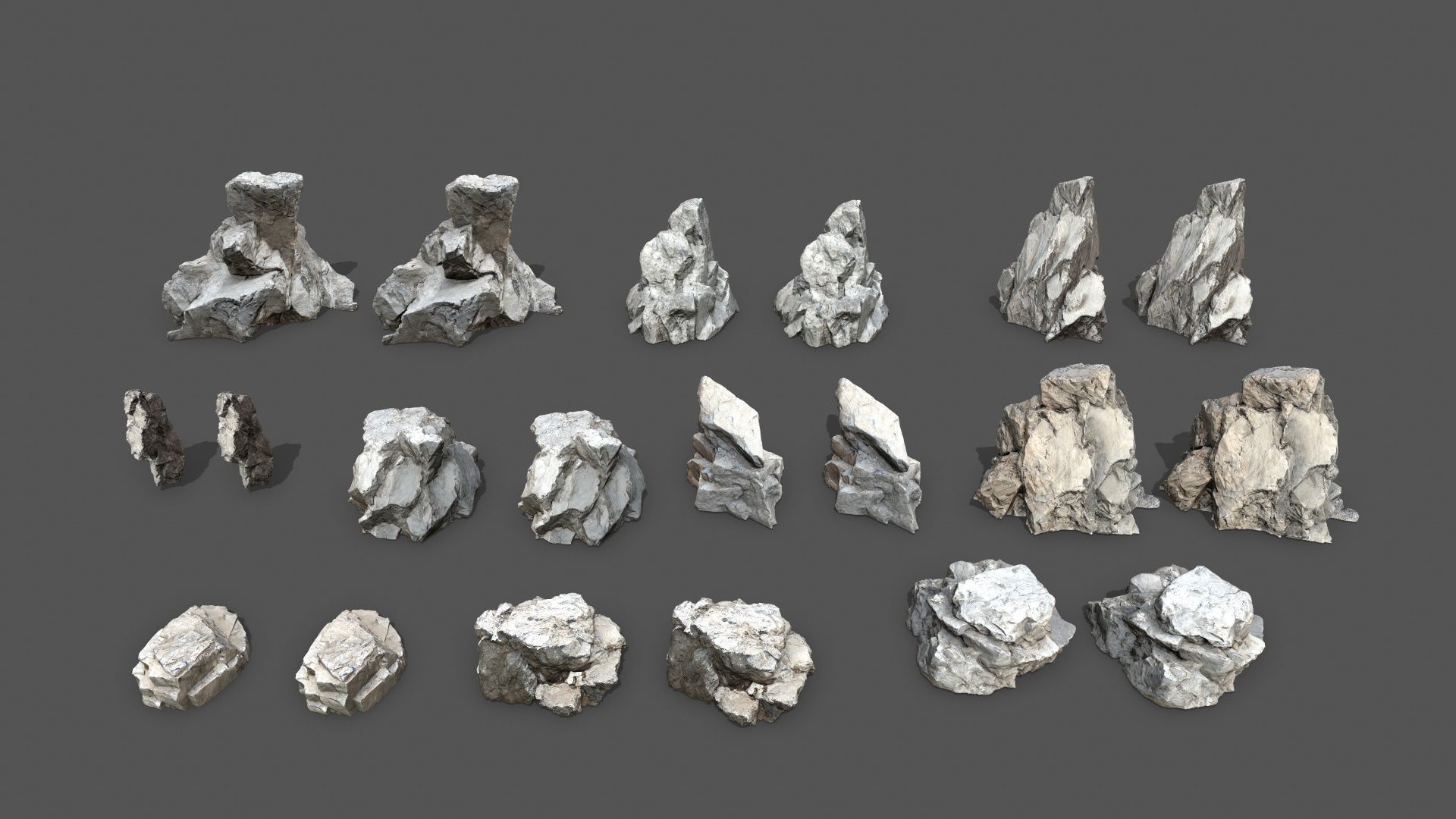 white rocks Low-poly 3D model_24