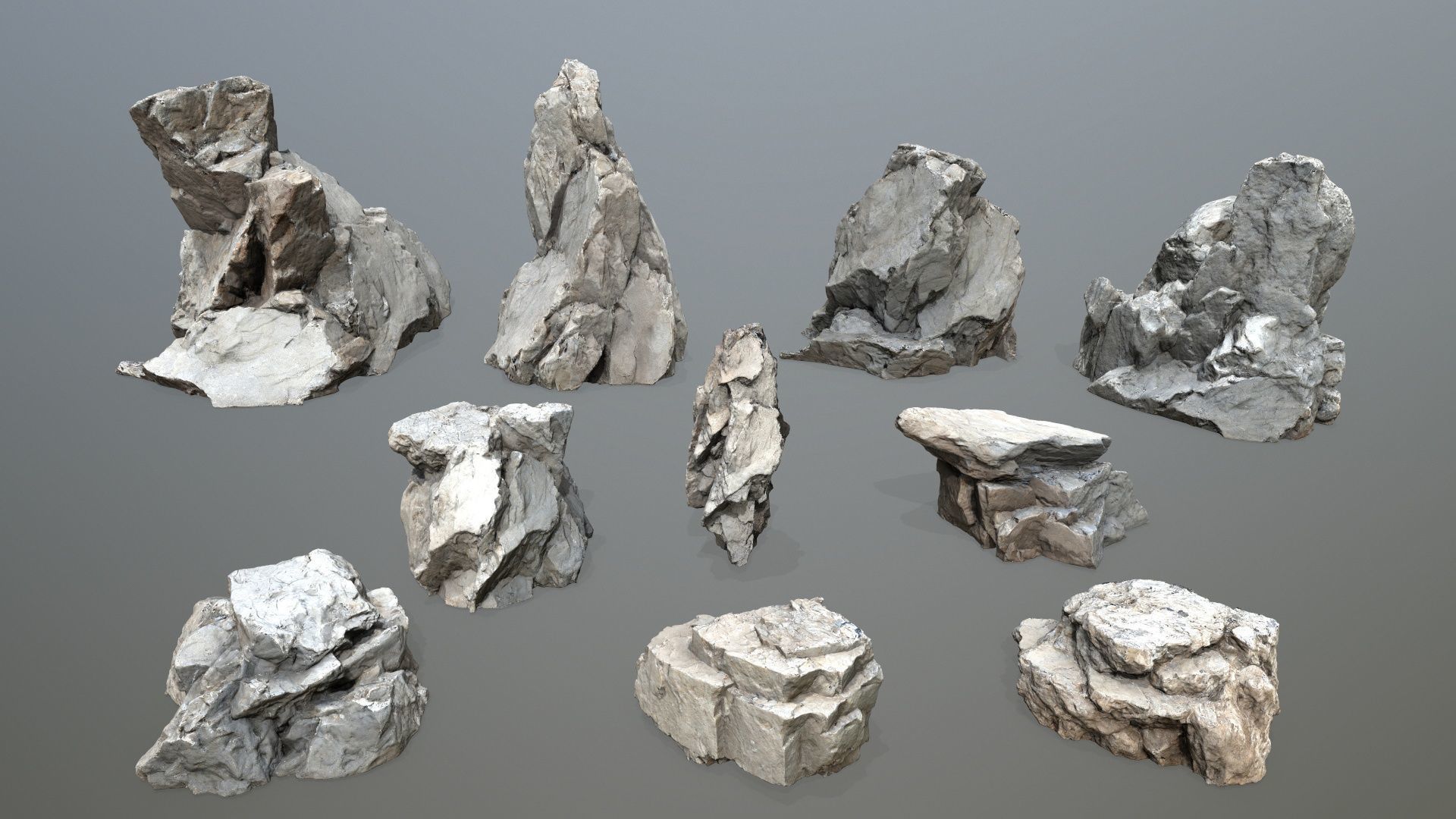 white rocks Low-poly 3D model_3