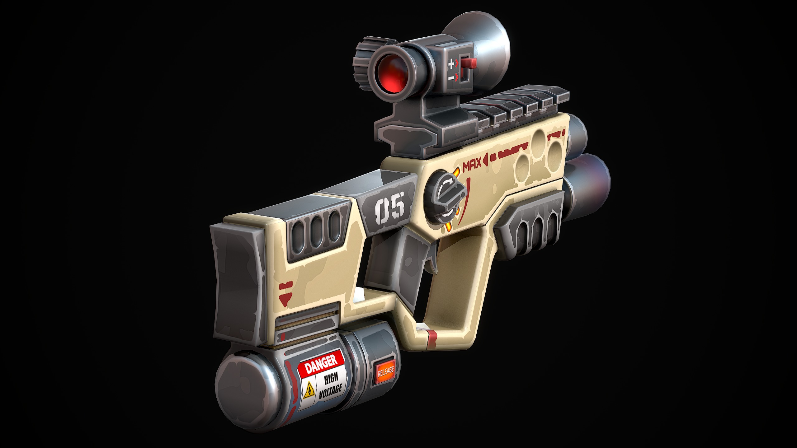 Stylized Laser SMG Low-poly 3D model_8