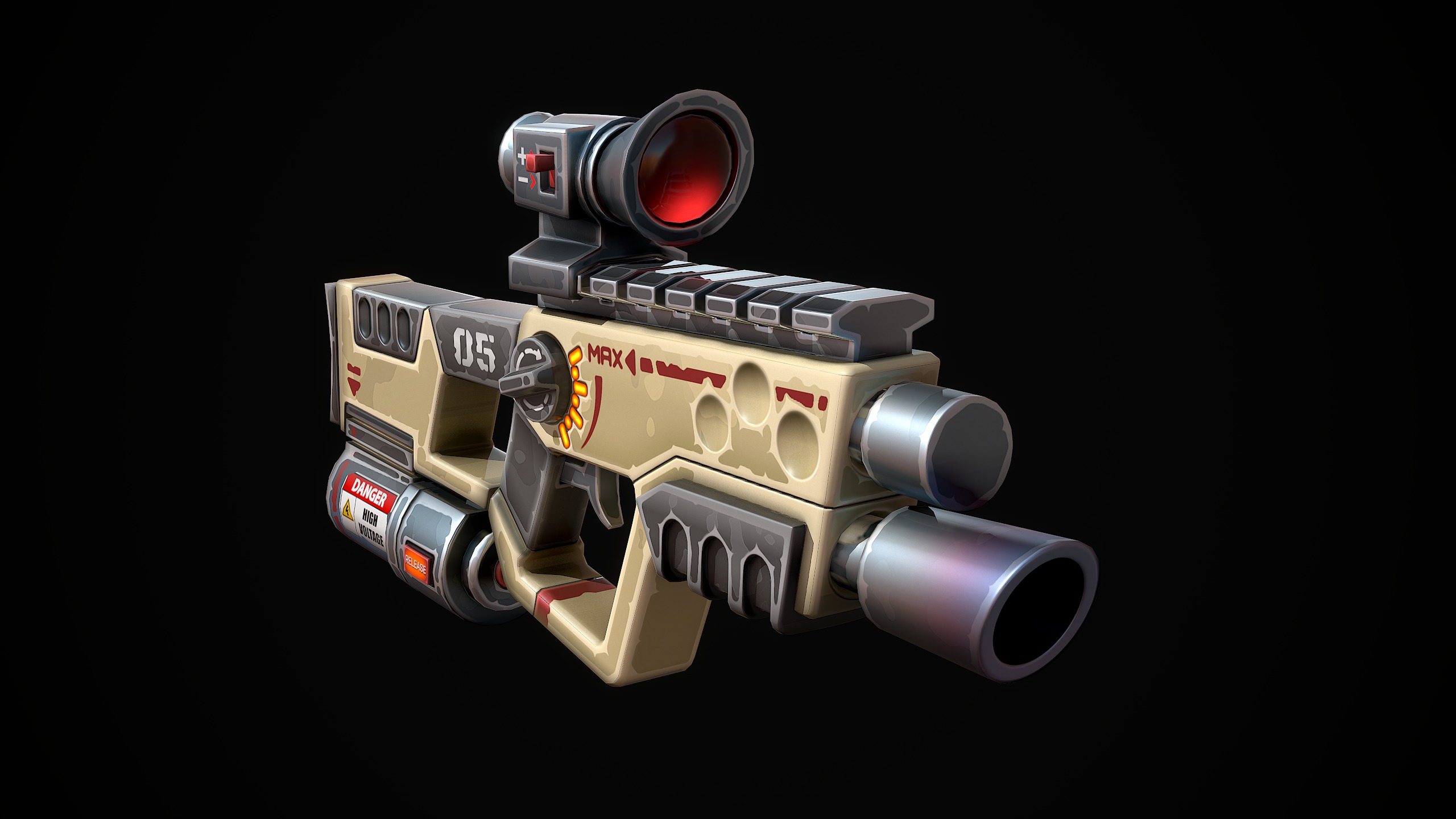 Stylized Laser SMG Low-poly 3D model_7