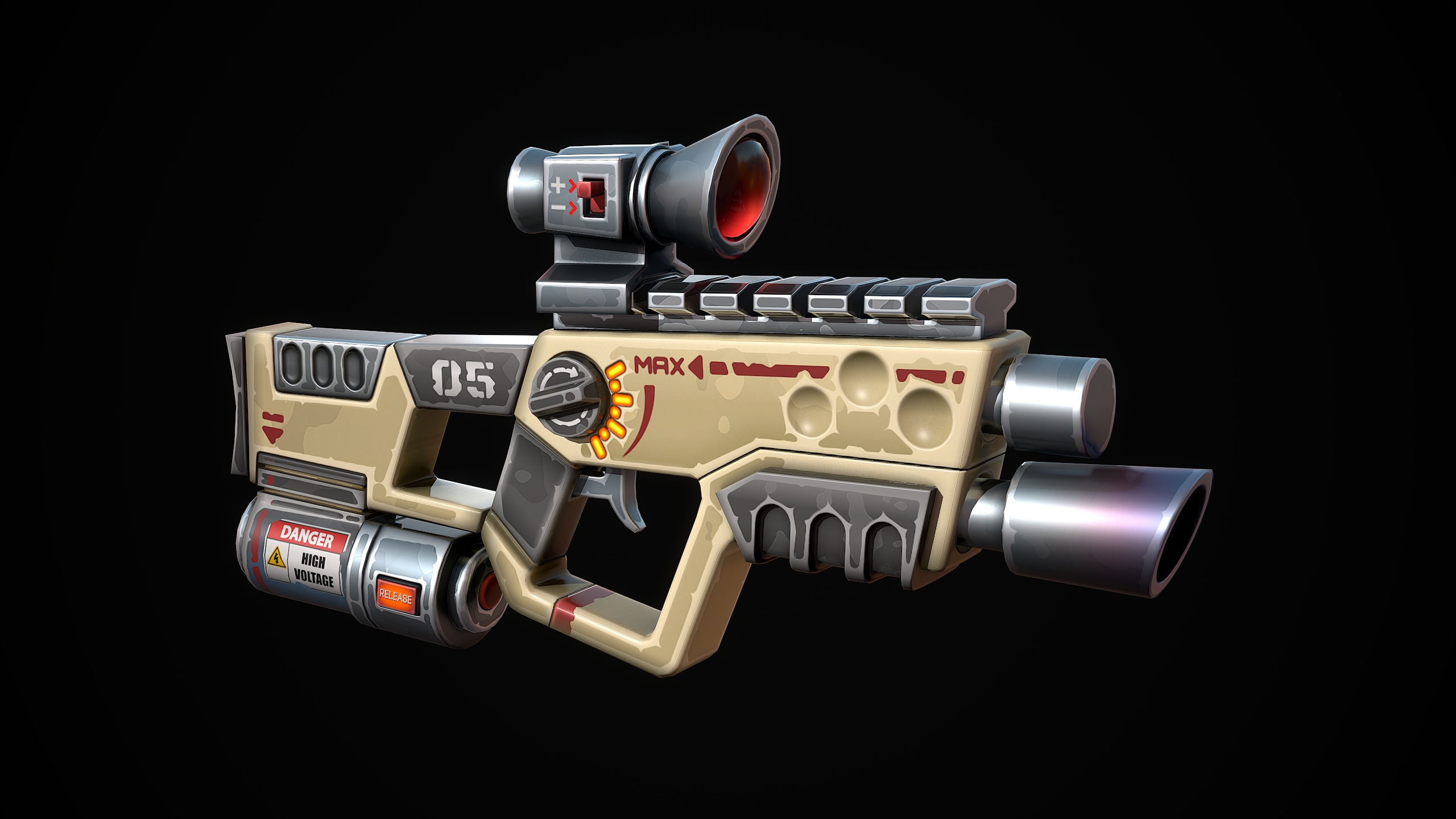 Stylized Laser SMG Low-poly 3D model_3