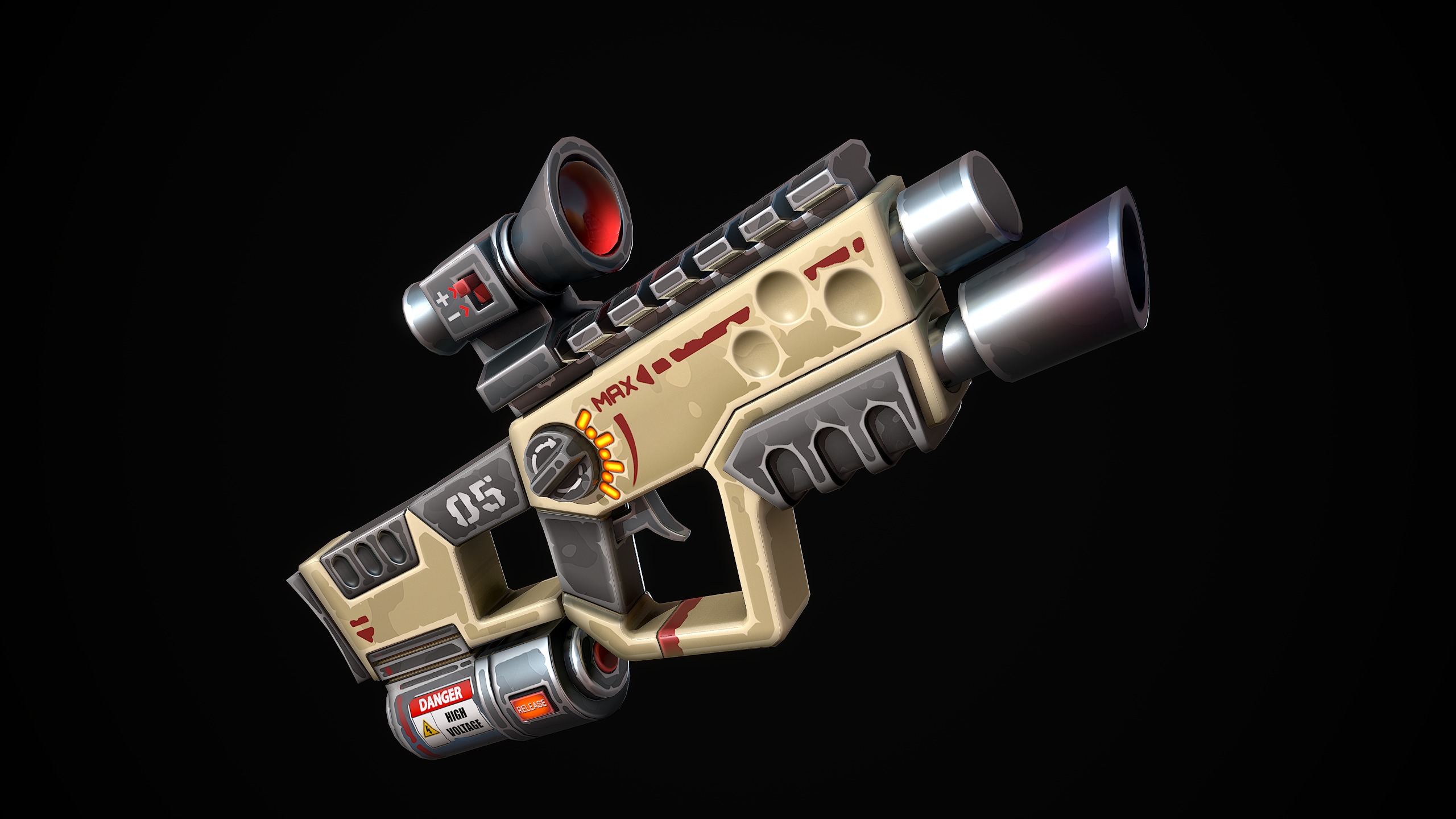 Stylized Laser SMG Low-poly 3D model_10
