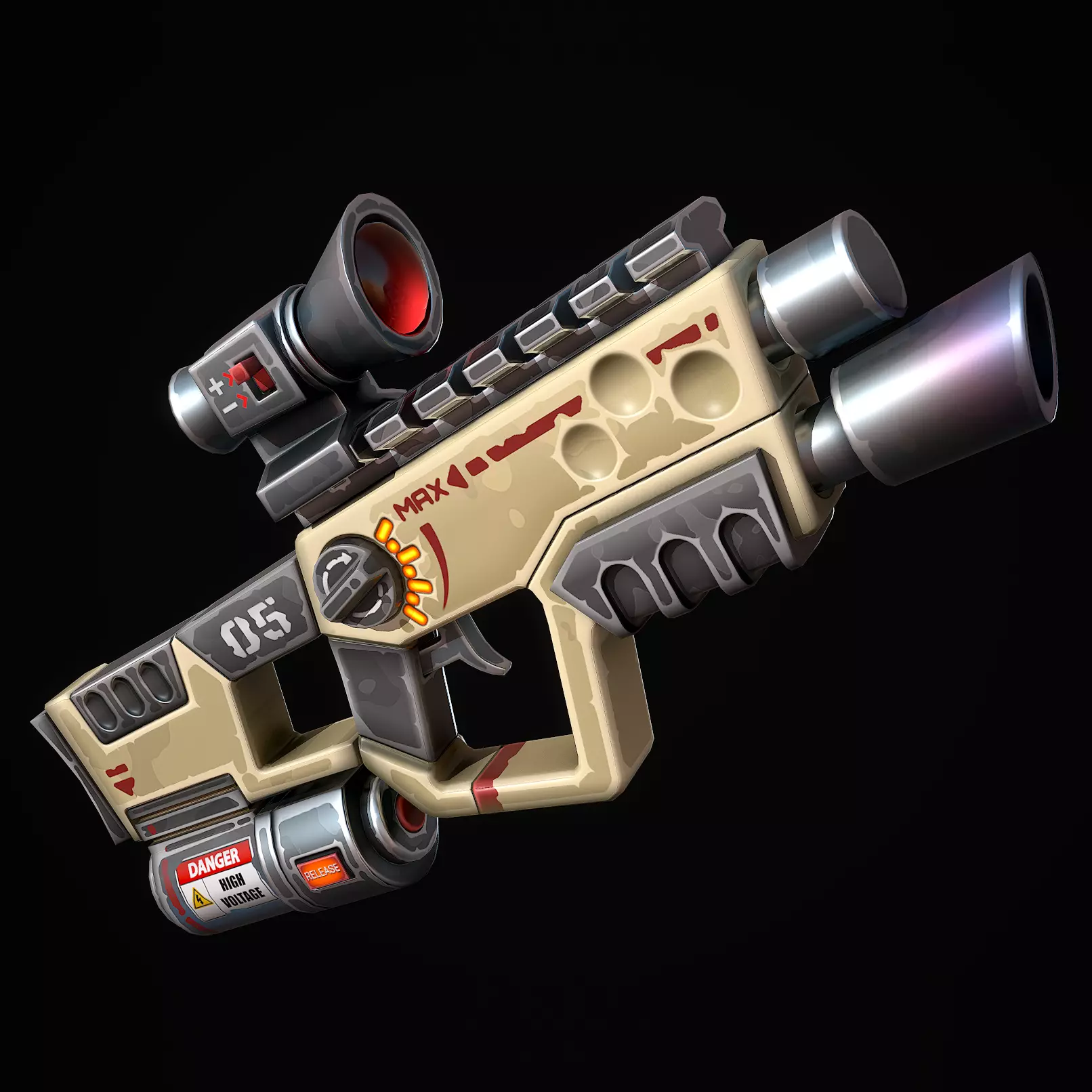 Stylized Laser SMG Low-poly 3D model_0