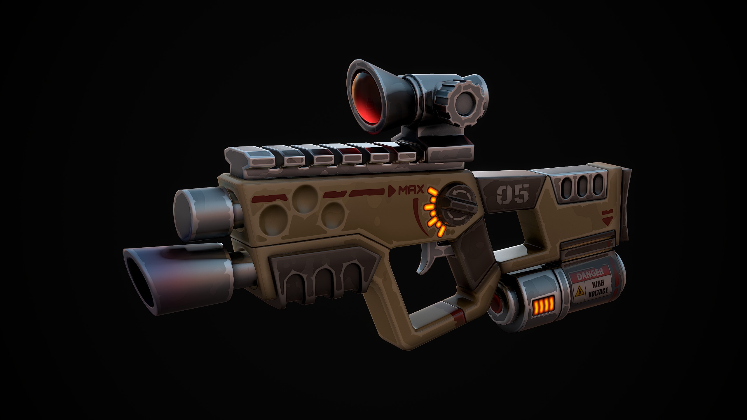 Stylized Laser SMG Low-poly 3D model_5