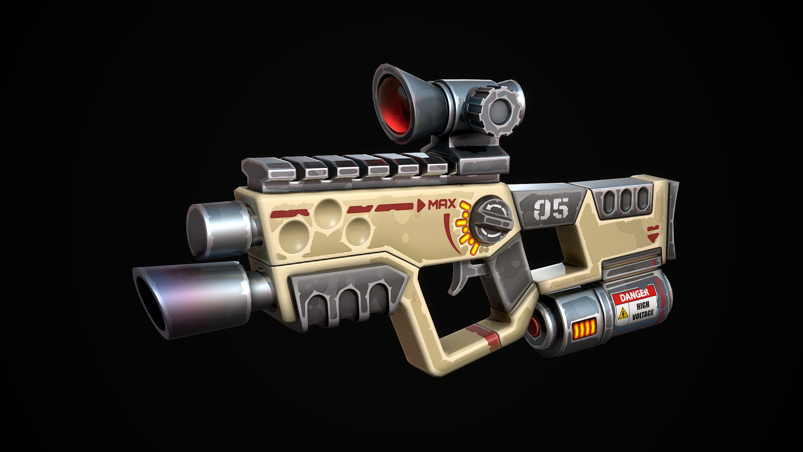 Stylized Laser SMG Low-poly 3D model_4