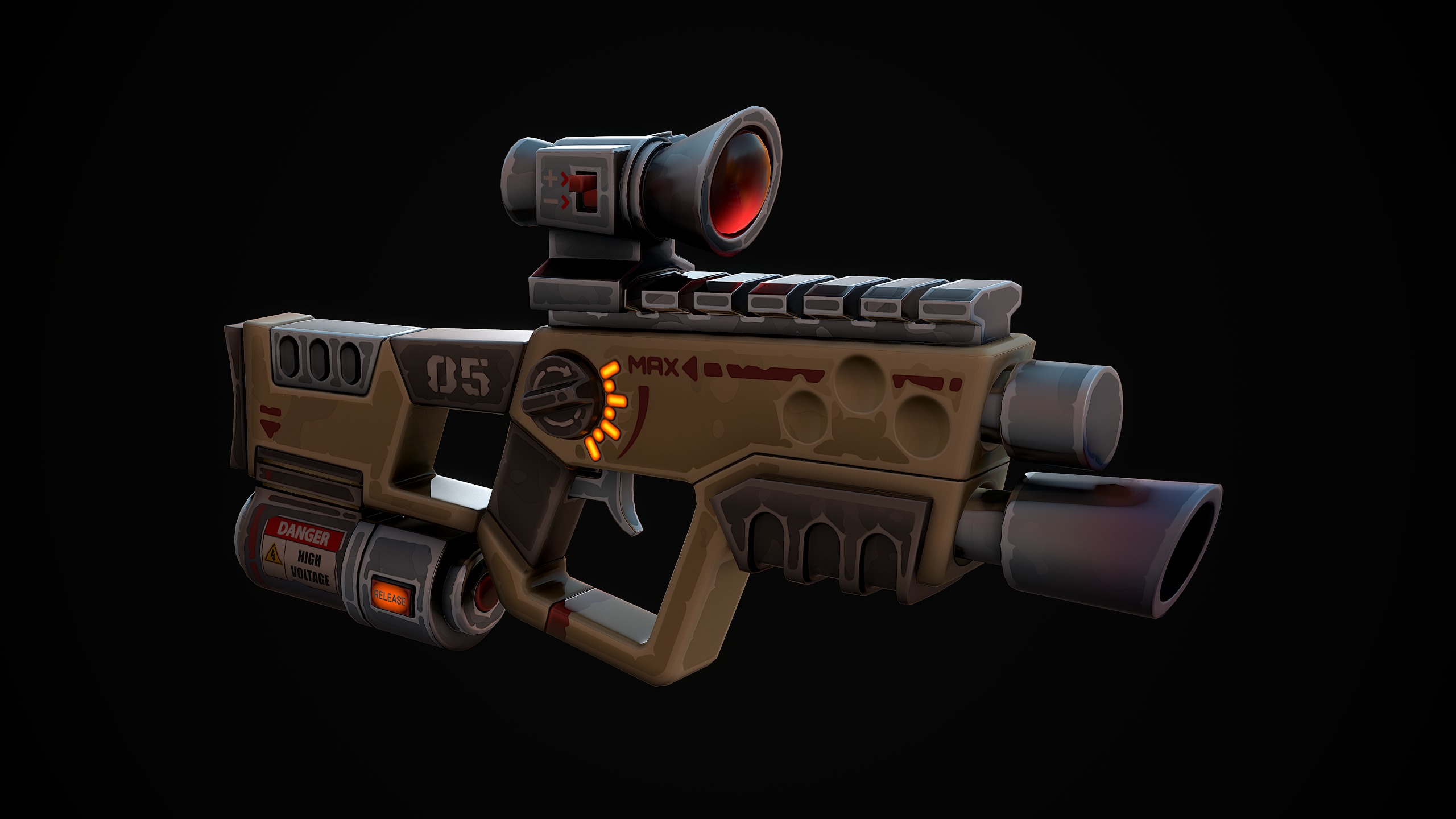 Stylized Laser SMG Low-poly 3D model_6