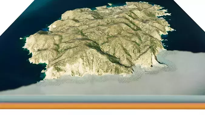 poliegos island 3d model terrain Low-poly 3D model