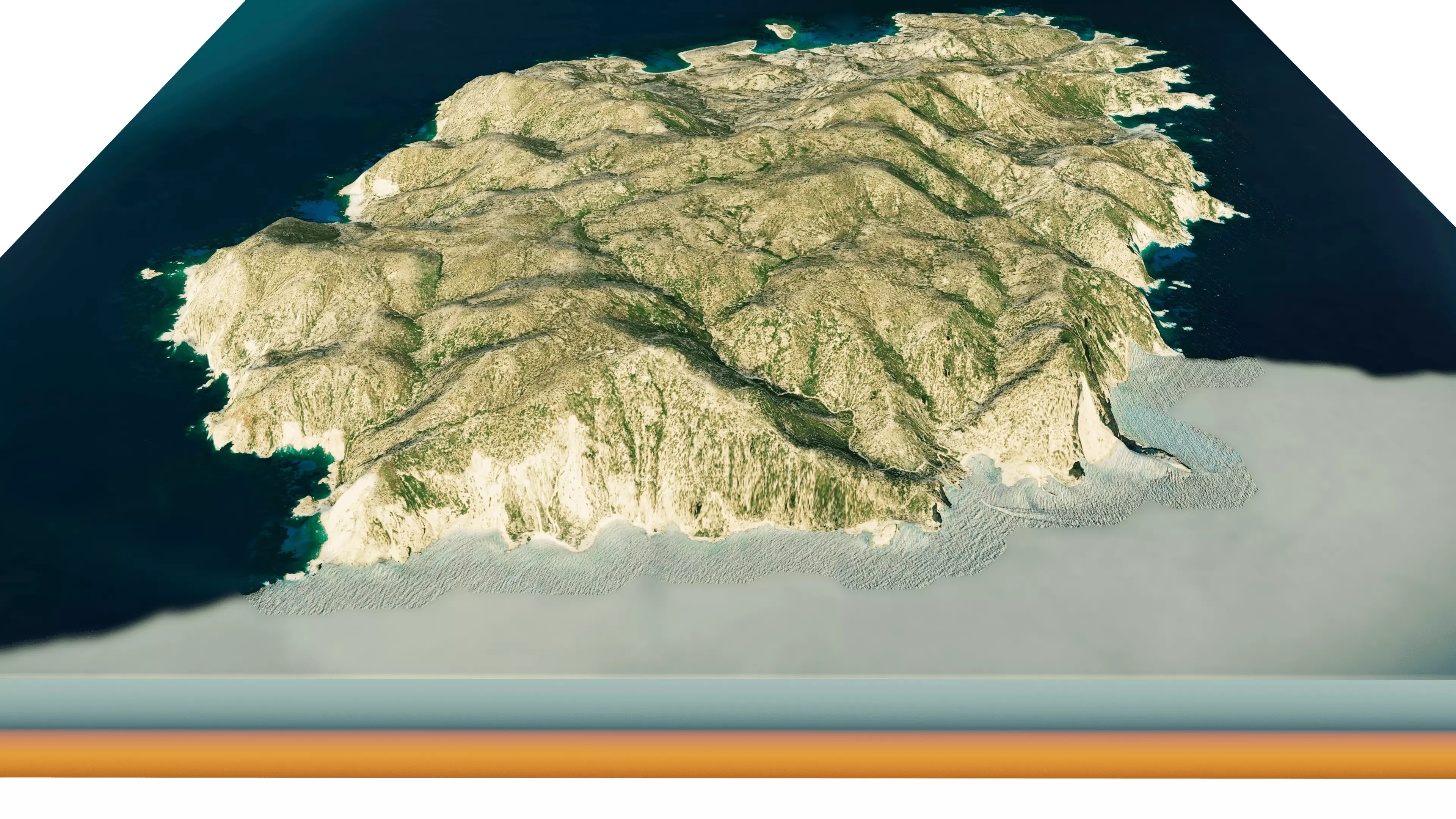 poliegos island 3d model terrain Low-poly 3D model_0