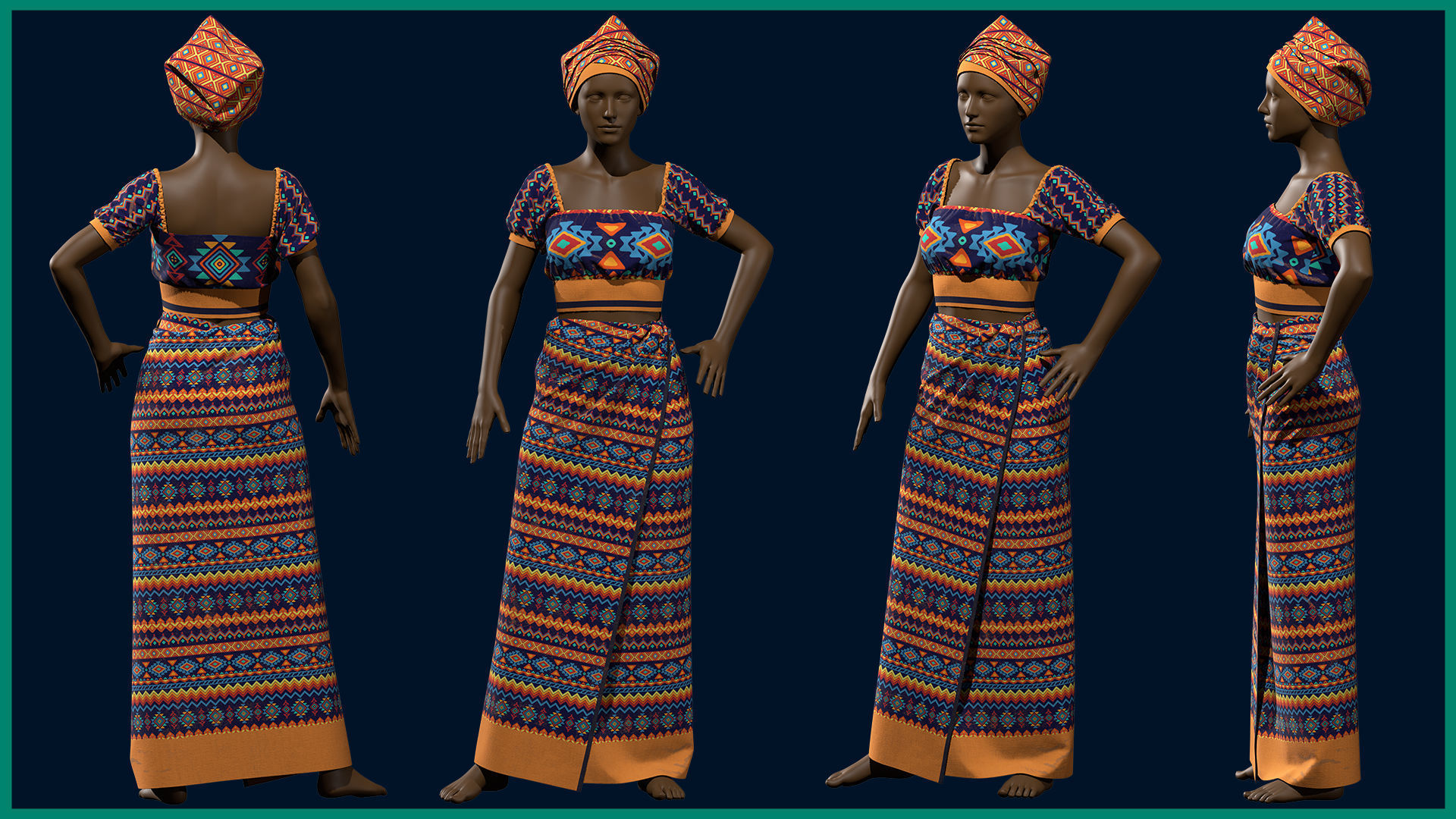 African female clothes with texture 3D model_2