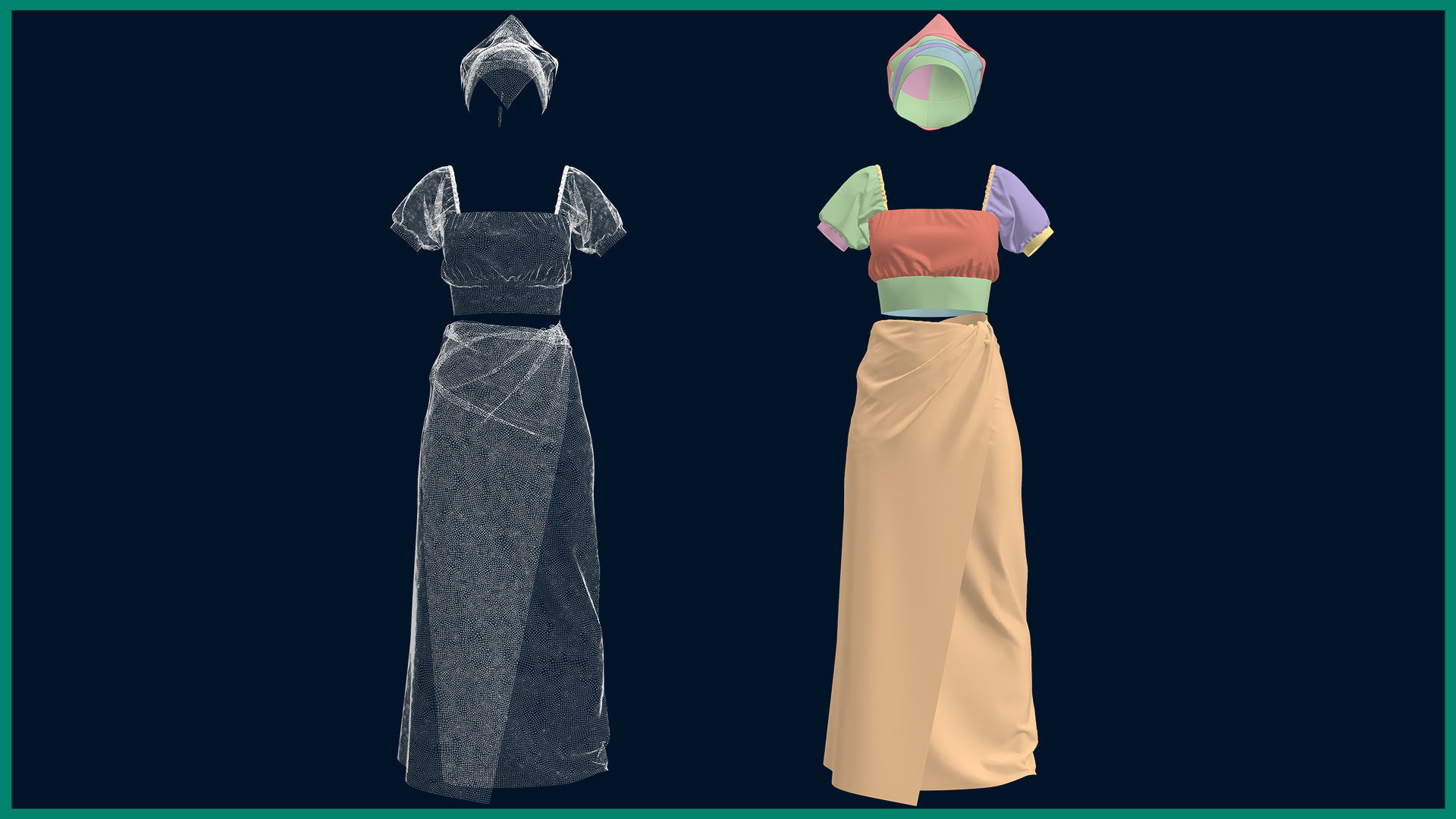 African female clothes with texture 3D model_4