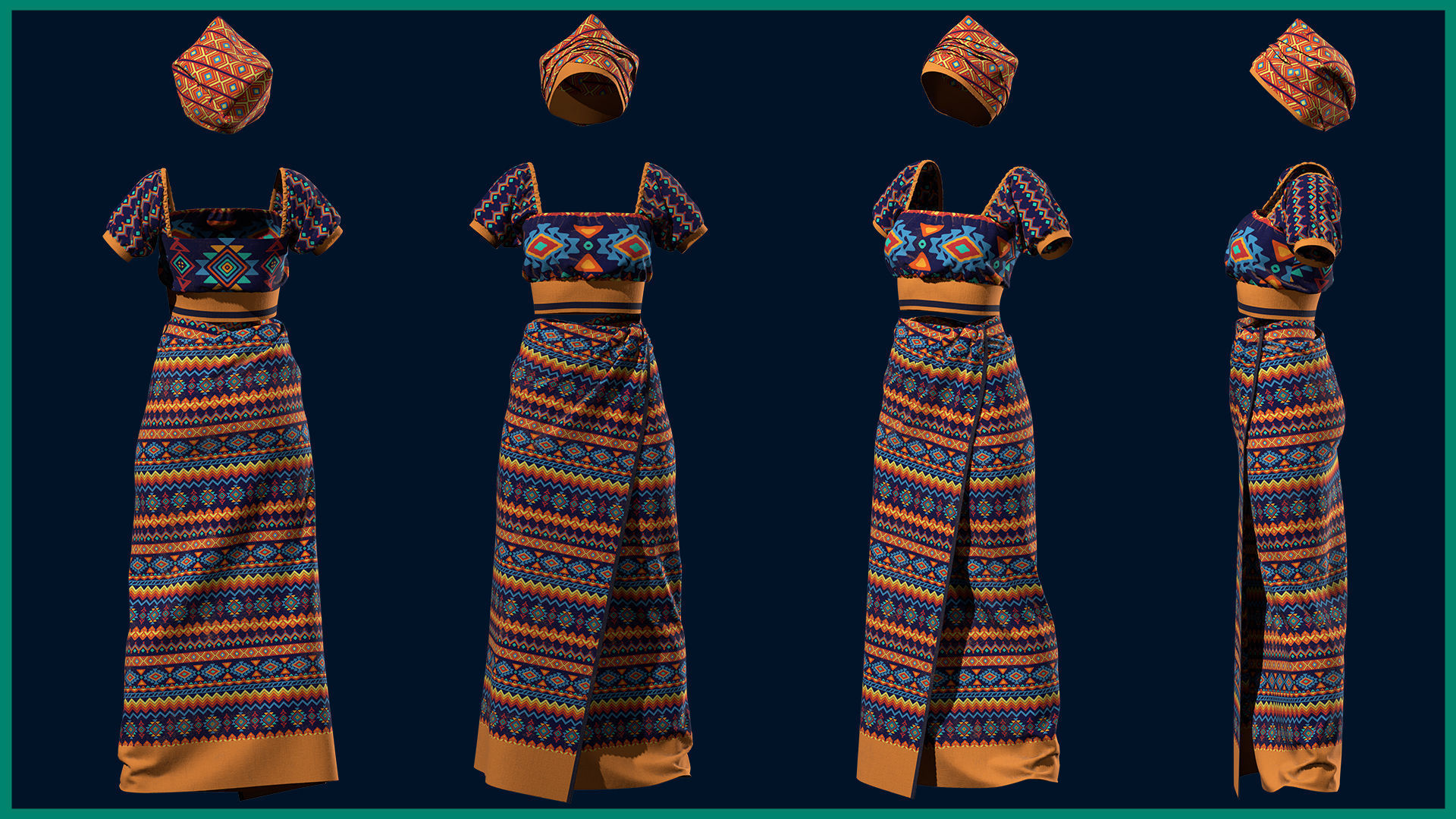 African female clothes with texture 3D model_1