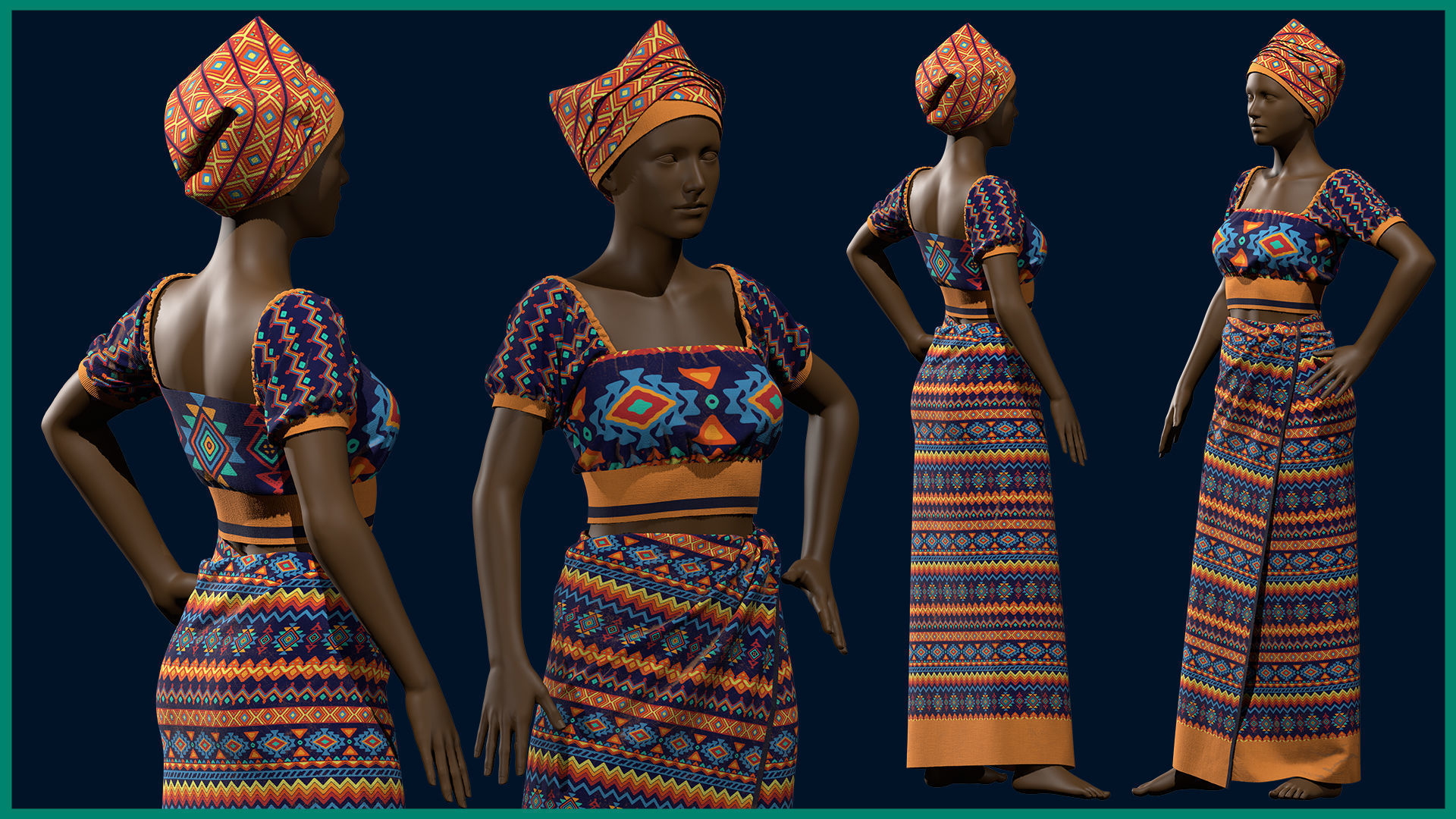 African female clothes with texture 3D model_3