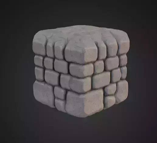 3D Stone Brick Wall Texture Cube