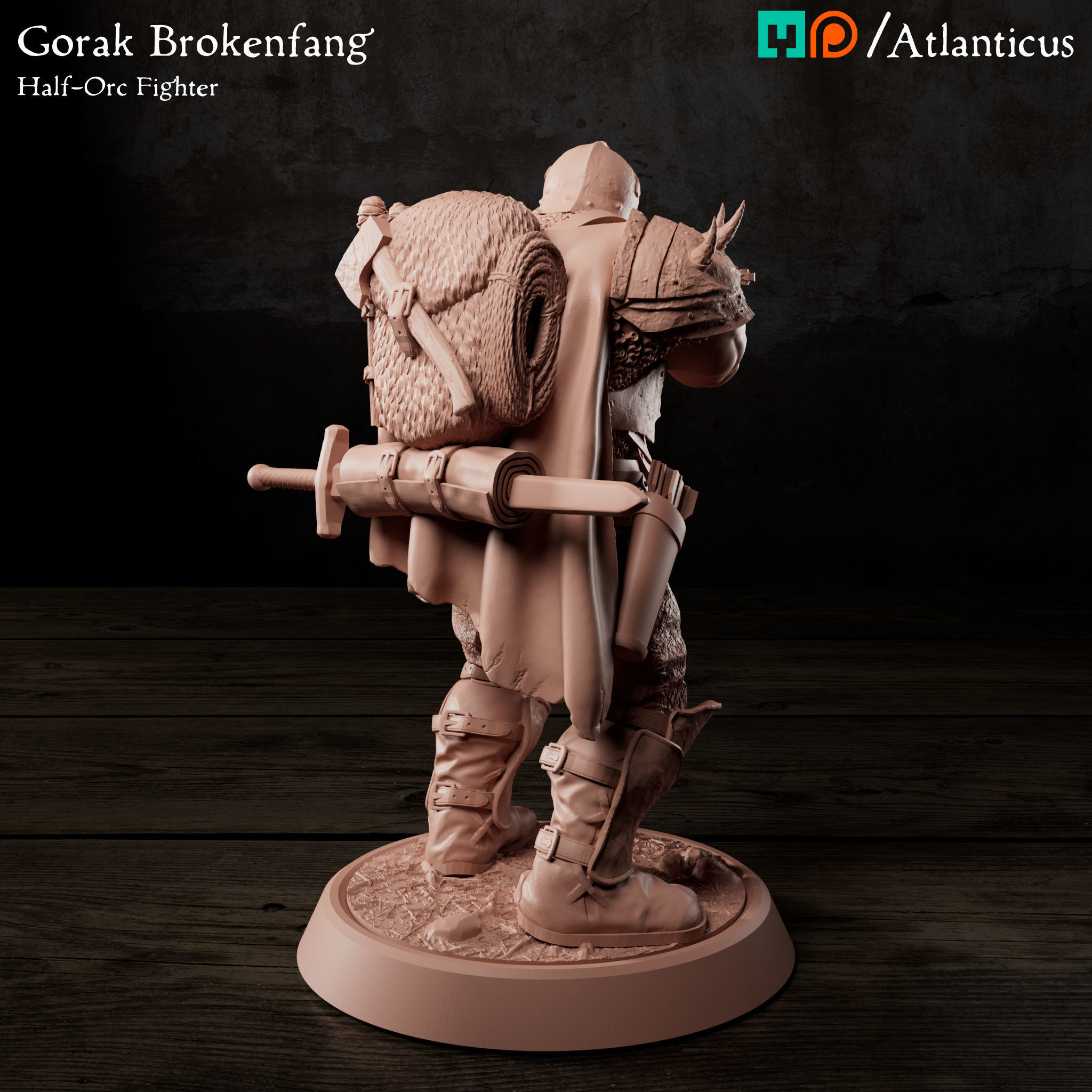 Male Half-Orc Fighter - Gorak Brokenfang - Crossbow 3D print model_5