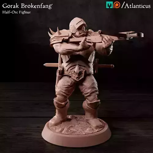 Male Half-Orc Fighter - Gorak Brokenfang - Crossbow 3D print model