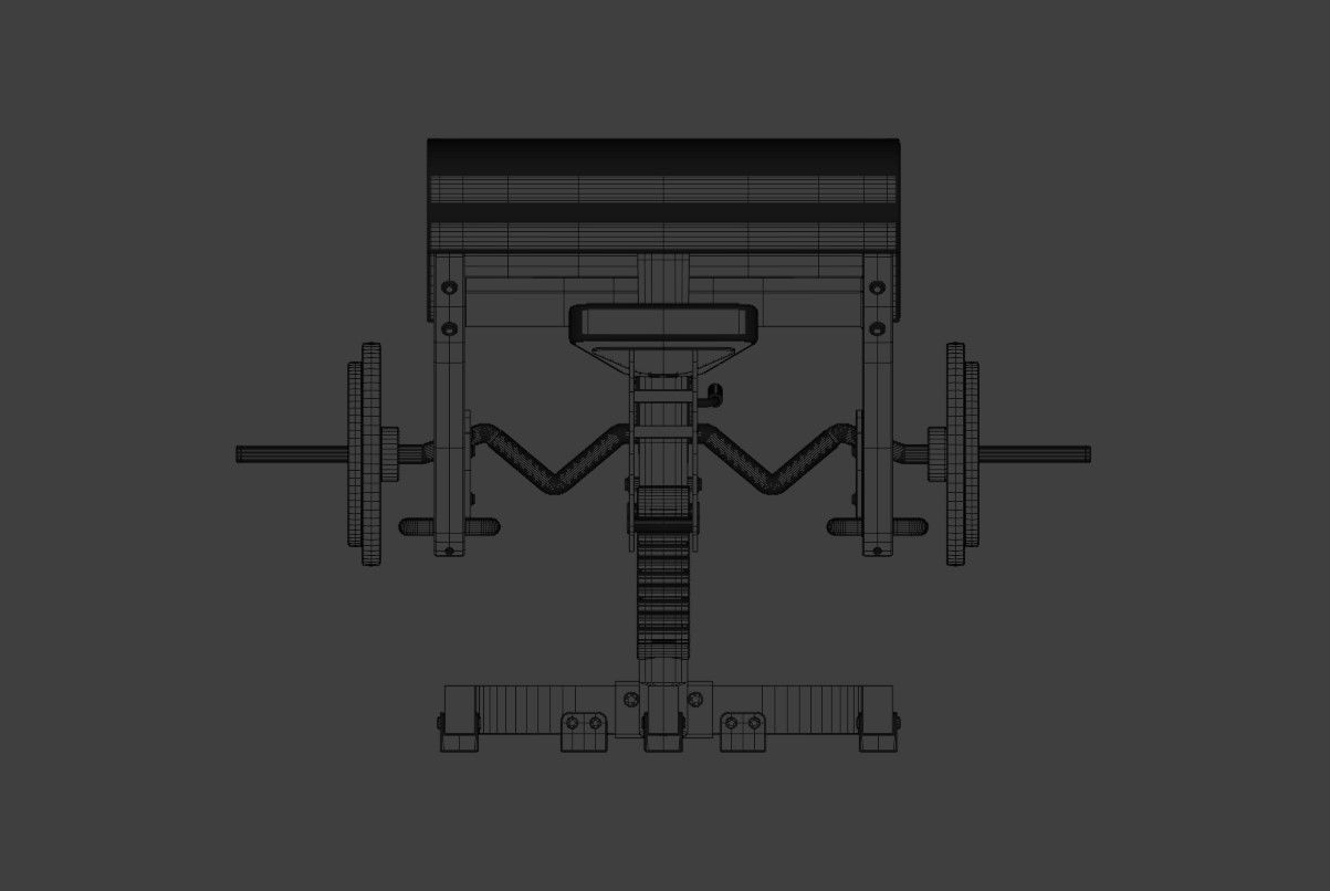 Preacher Curl Bench Low-poly 3D model_14