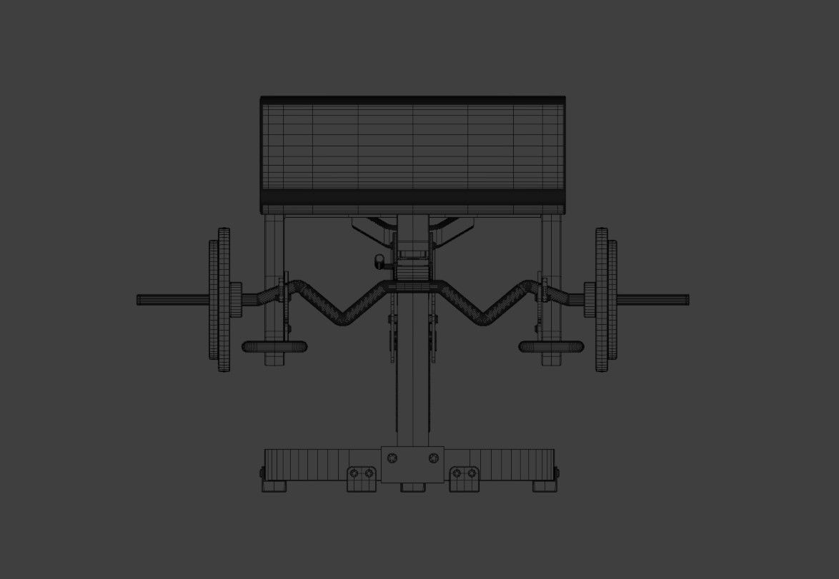 Preacher Curl Bench Low-poly 3D model_16