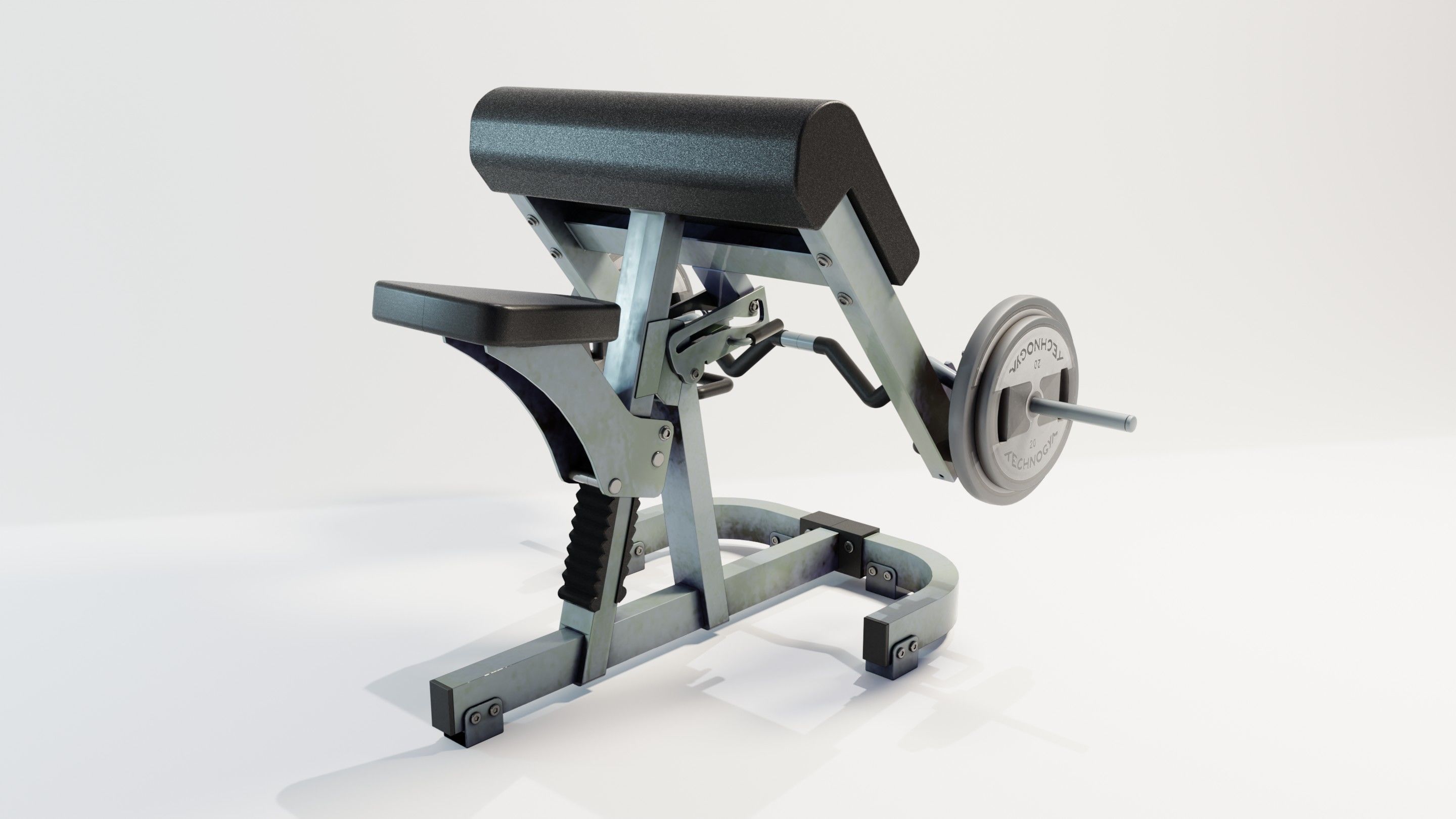 Preacher Curl Bench Low-poly 3D model_5
