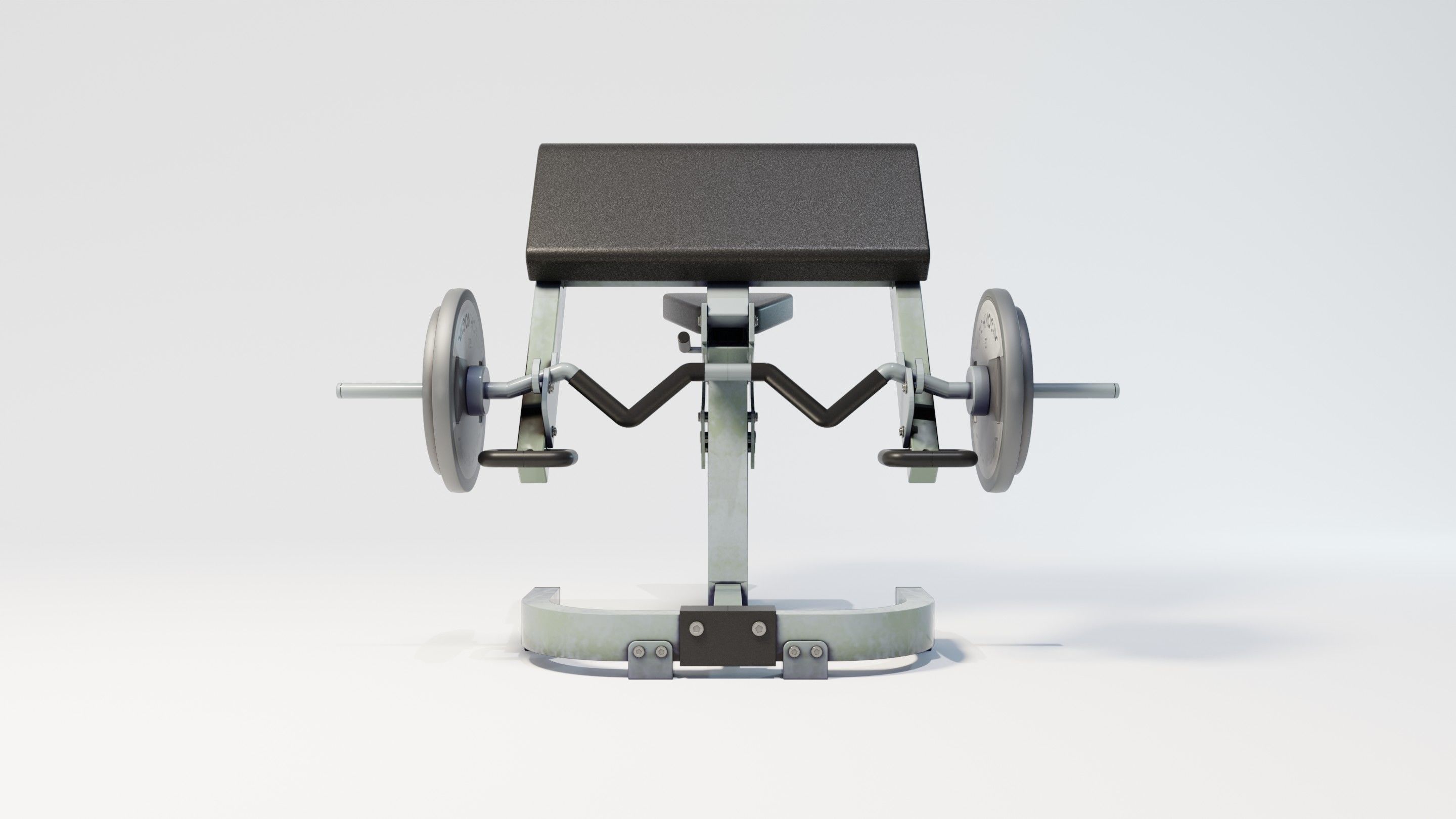 Preacher Curl Bench Low-poly 3D model_11