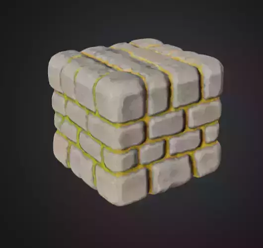 3D Stone Brick Wall Cube