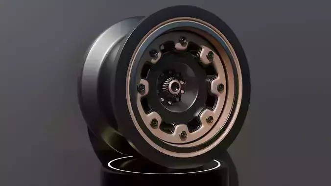 Modern sport car rim - black and bronze 3D model