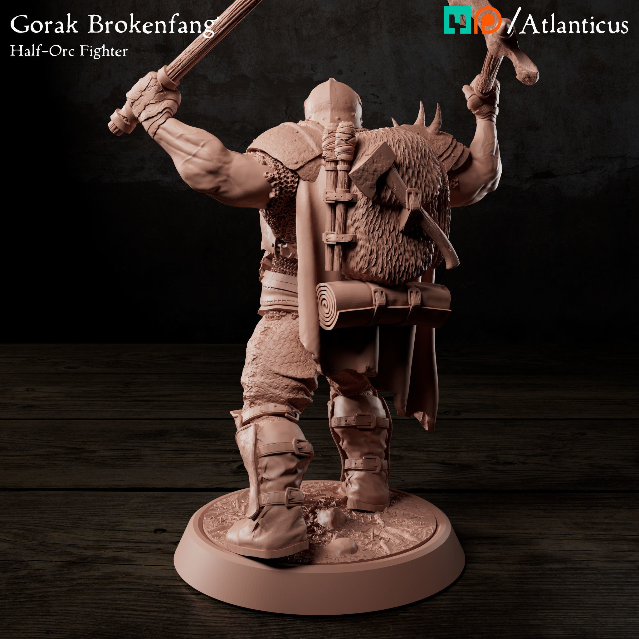 Male Half-Orc Fighter - Gorak Brokenfang - BUNDLE 3D Model Collection_6
