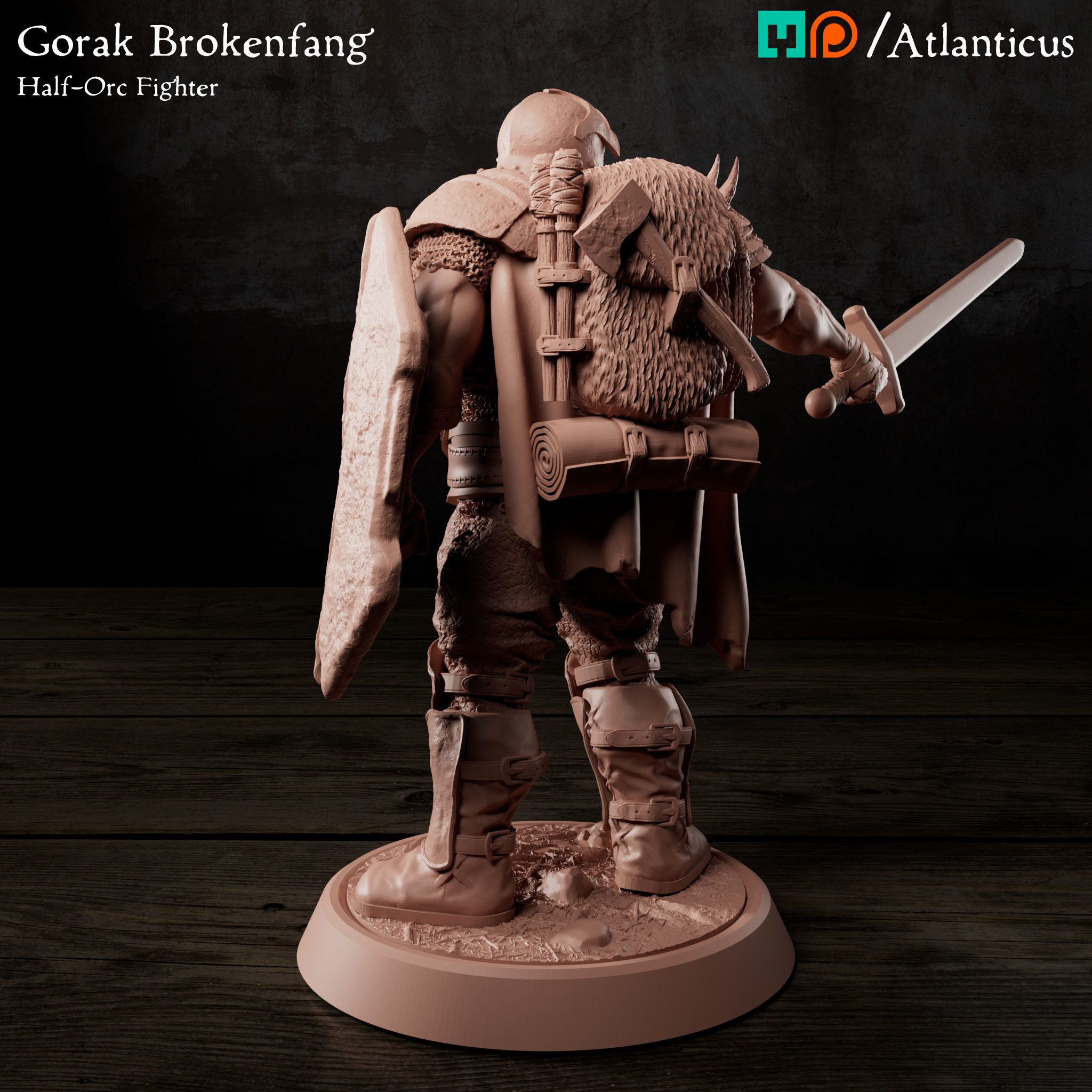 Male Half-Orc Fighter - Gorak Brokenfang - BUNDLE 3D Model Collection_8
