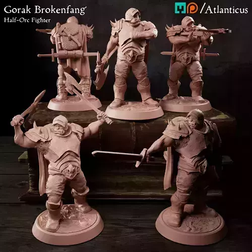 Male Half-Orc Fighter - Gorak Brokenfang - BUNDLE 3D Model Collection