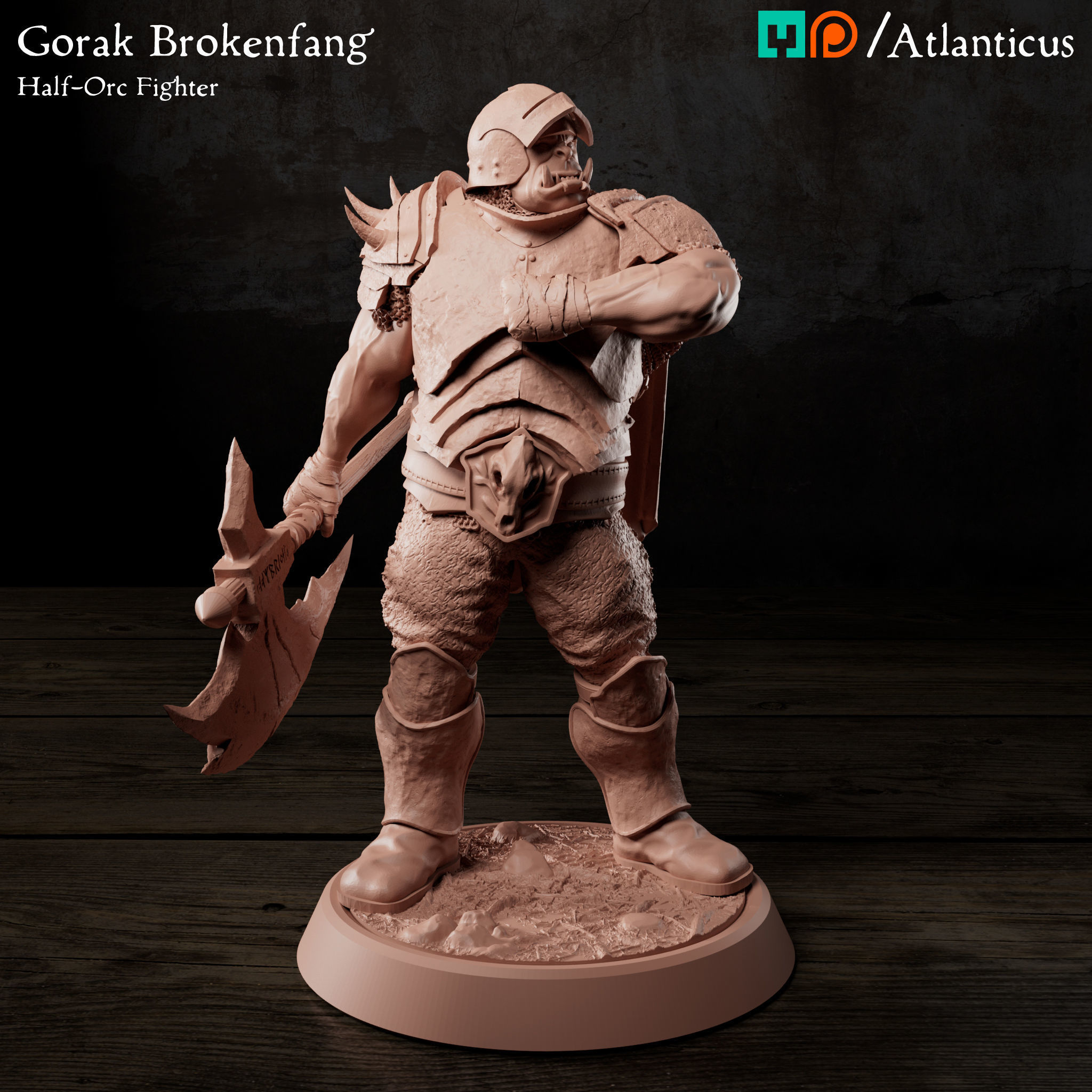 Male Half-Orc Fighter - Gorak Brokenfang - BUNDLE 3D Model Collection_1