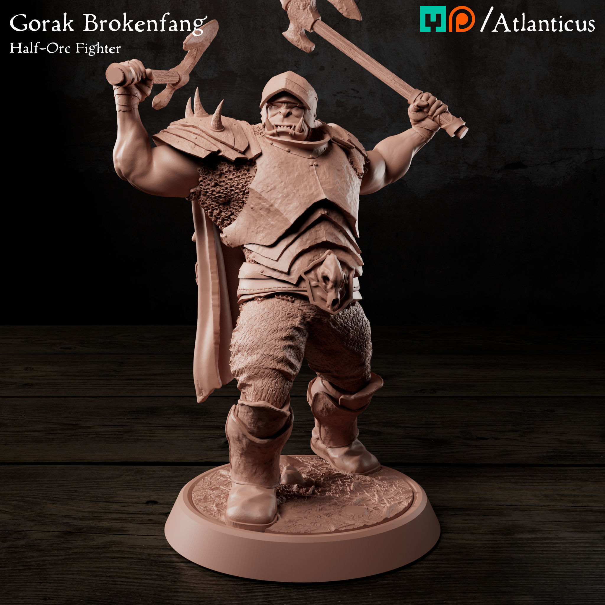 Male Half-Orc Fighter - Gorak Brokenfang - BUNDLE 3D Model Collection_5