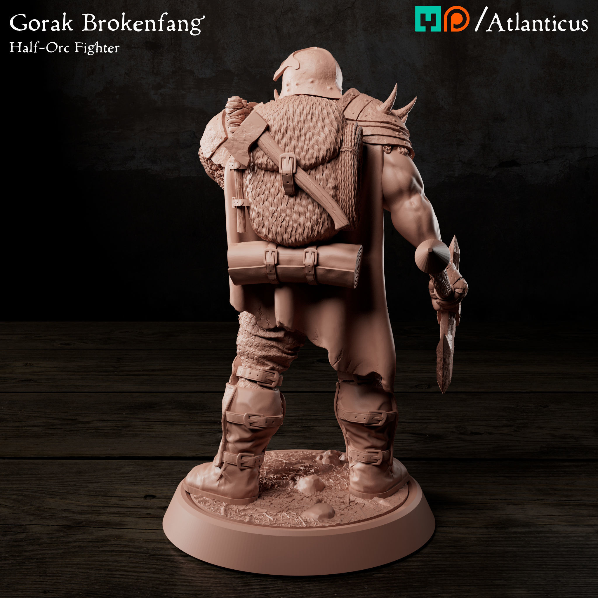 Male Half-Orc Fighter - Gorak Brokenfang - BUNDLE 3D Model Collection_2