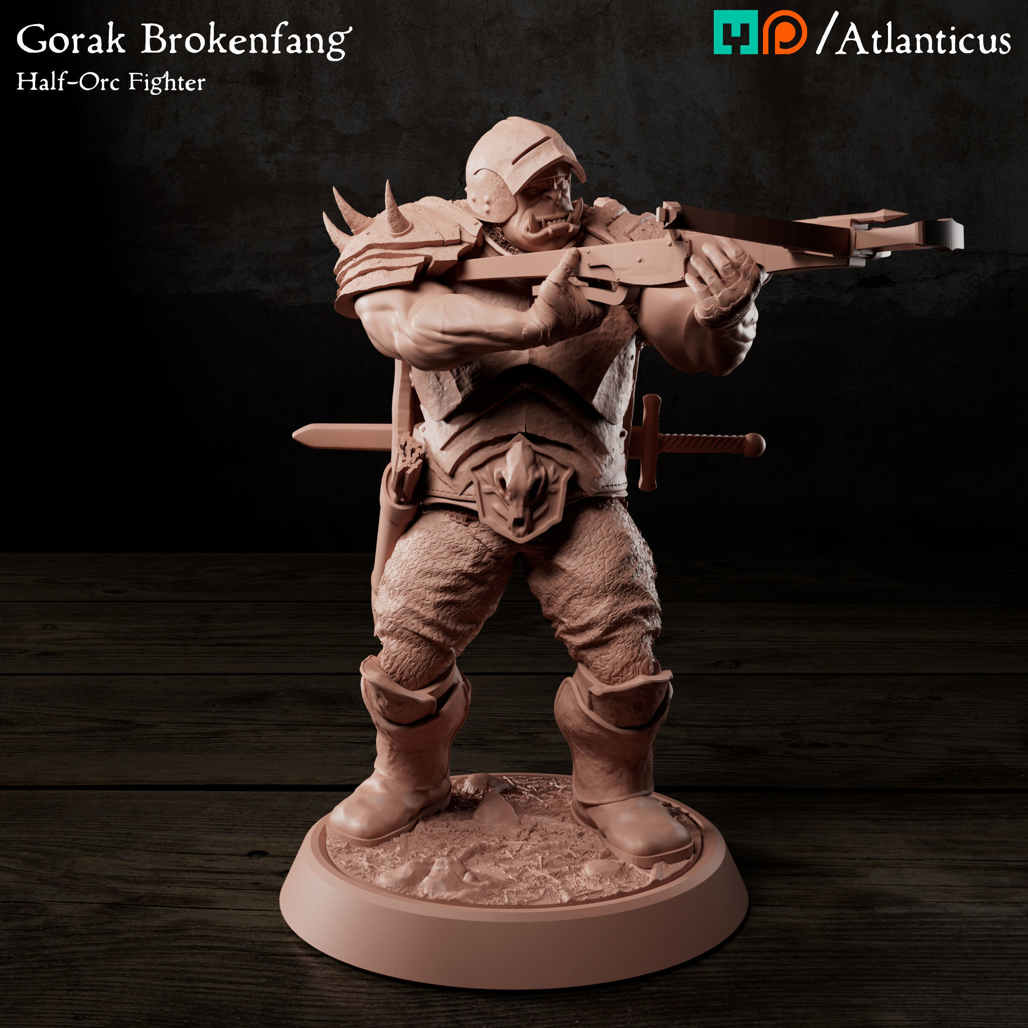 Male Half-Orc Fighter - Gorak Brokenfang - BUNDLE 3D Model Collection_3