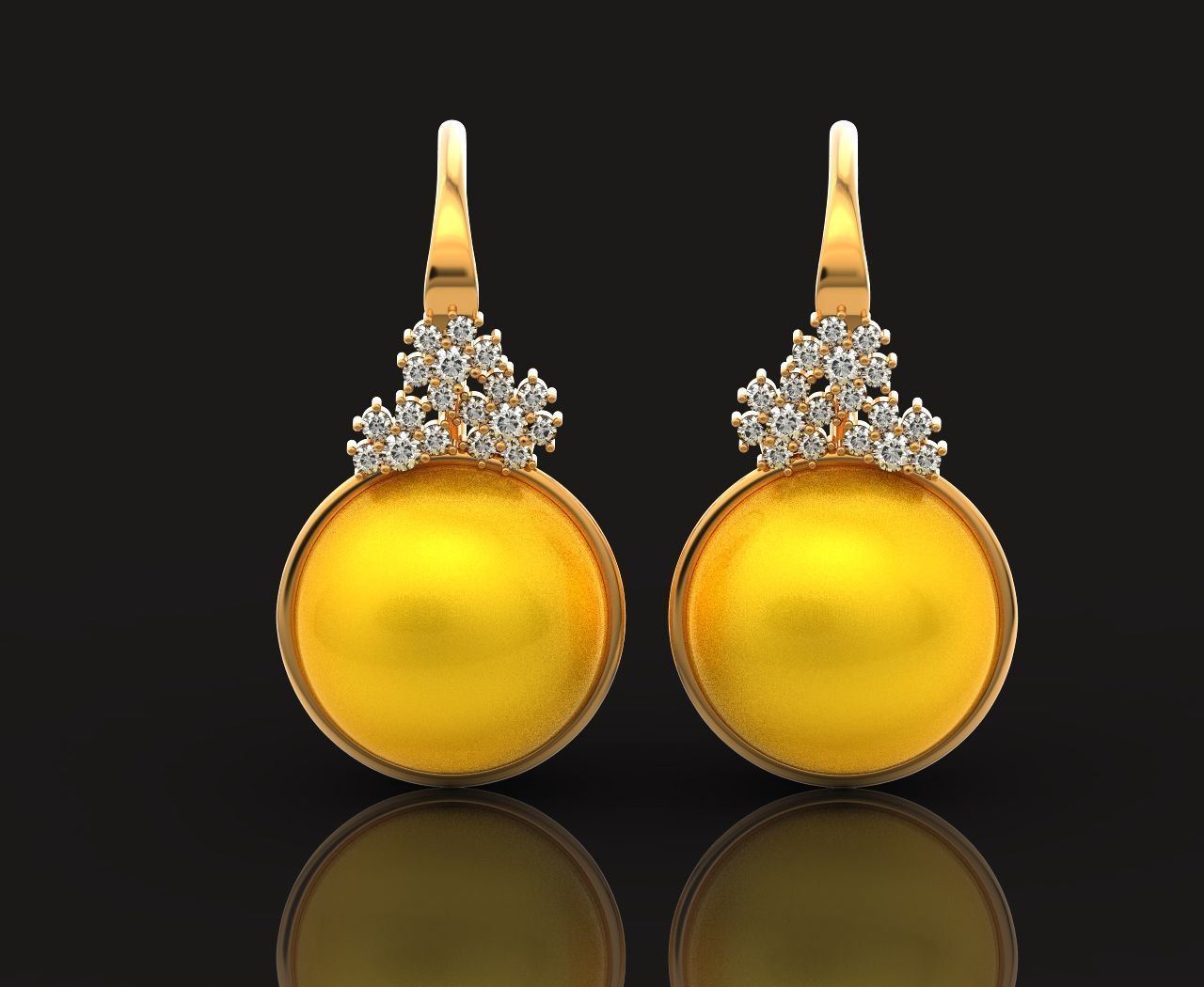 pearl earrings with flowers 1389 3D print model_21