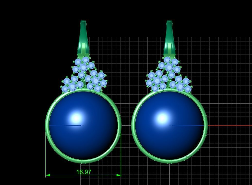 pearl earrings with flowers 1389 3D print model_47