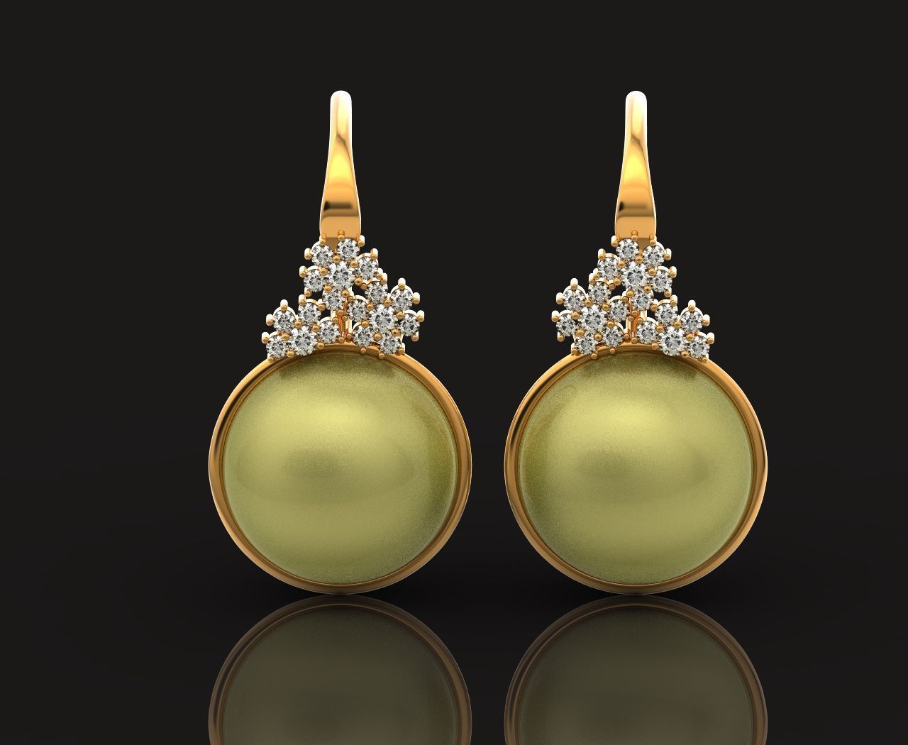 pearl earrings with flowers 1389 3D print model_11