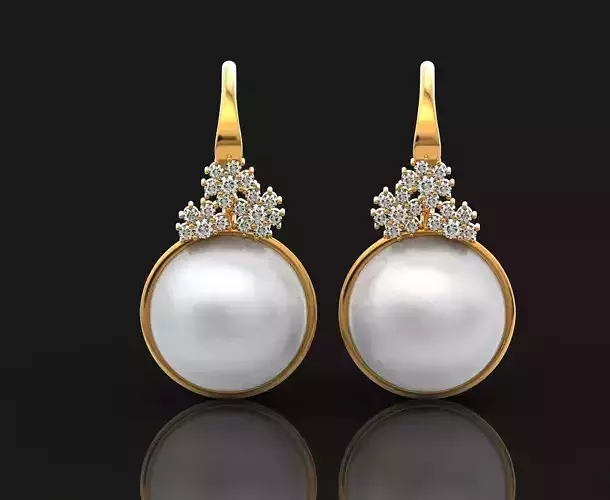 pearl earrings with flowers 1389 3D print model