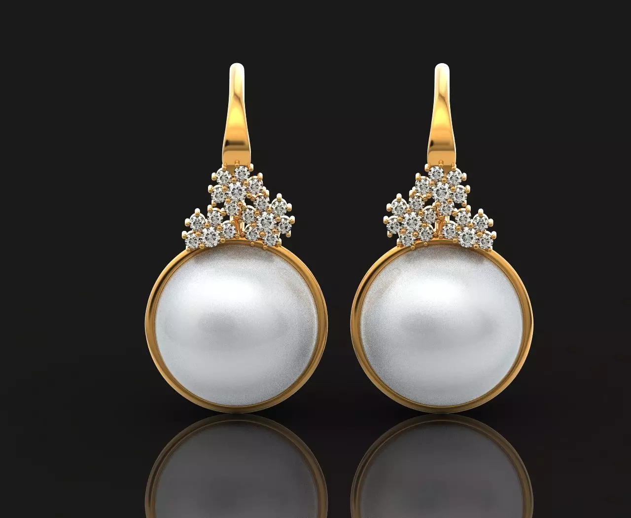 pearl earrings with flowers 1389 3D print model_0