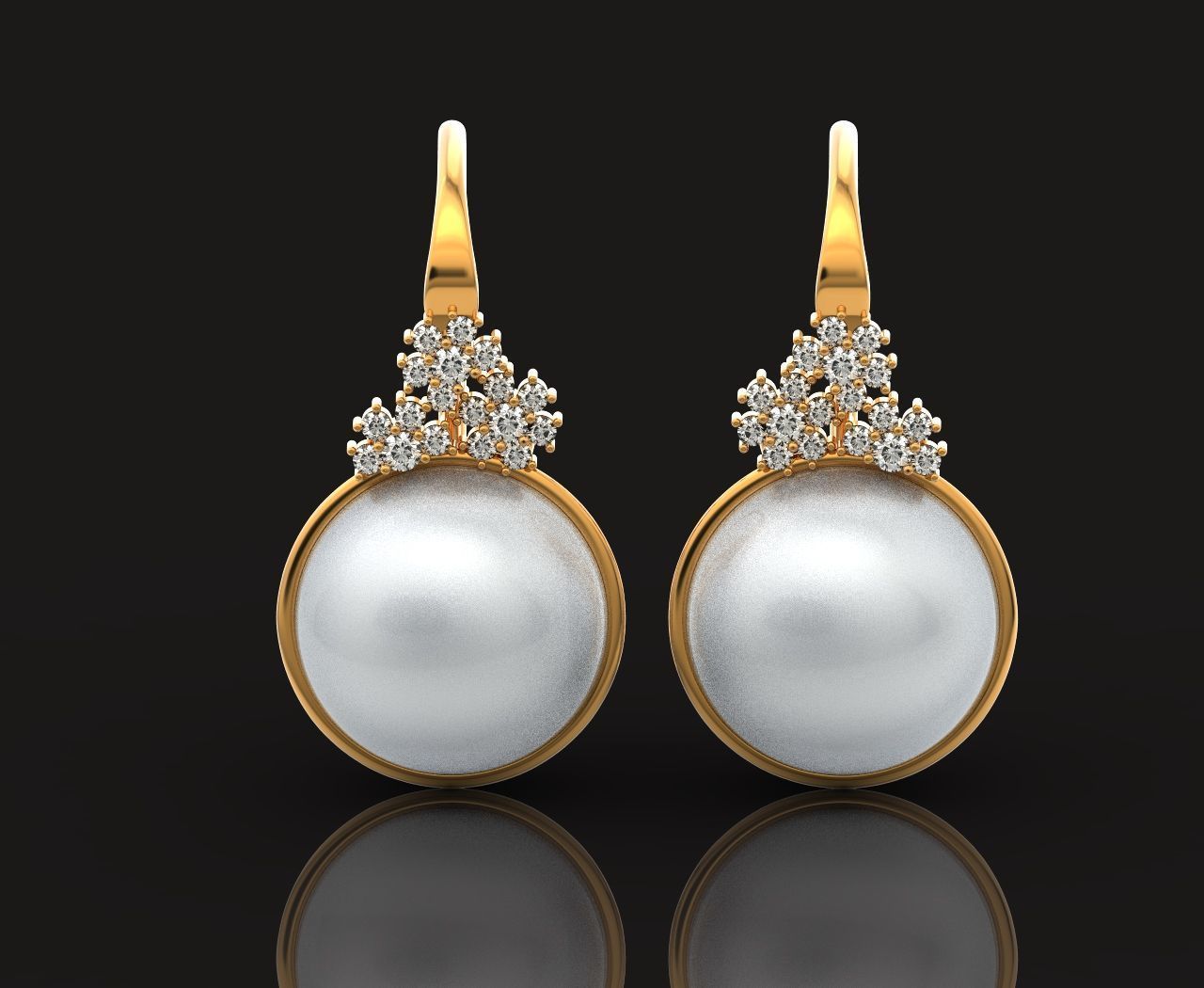 pearl earrings with flowers 1389 3D print model_16