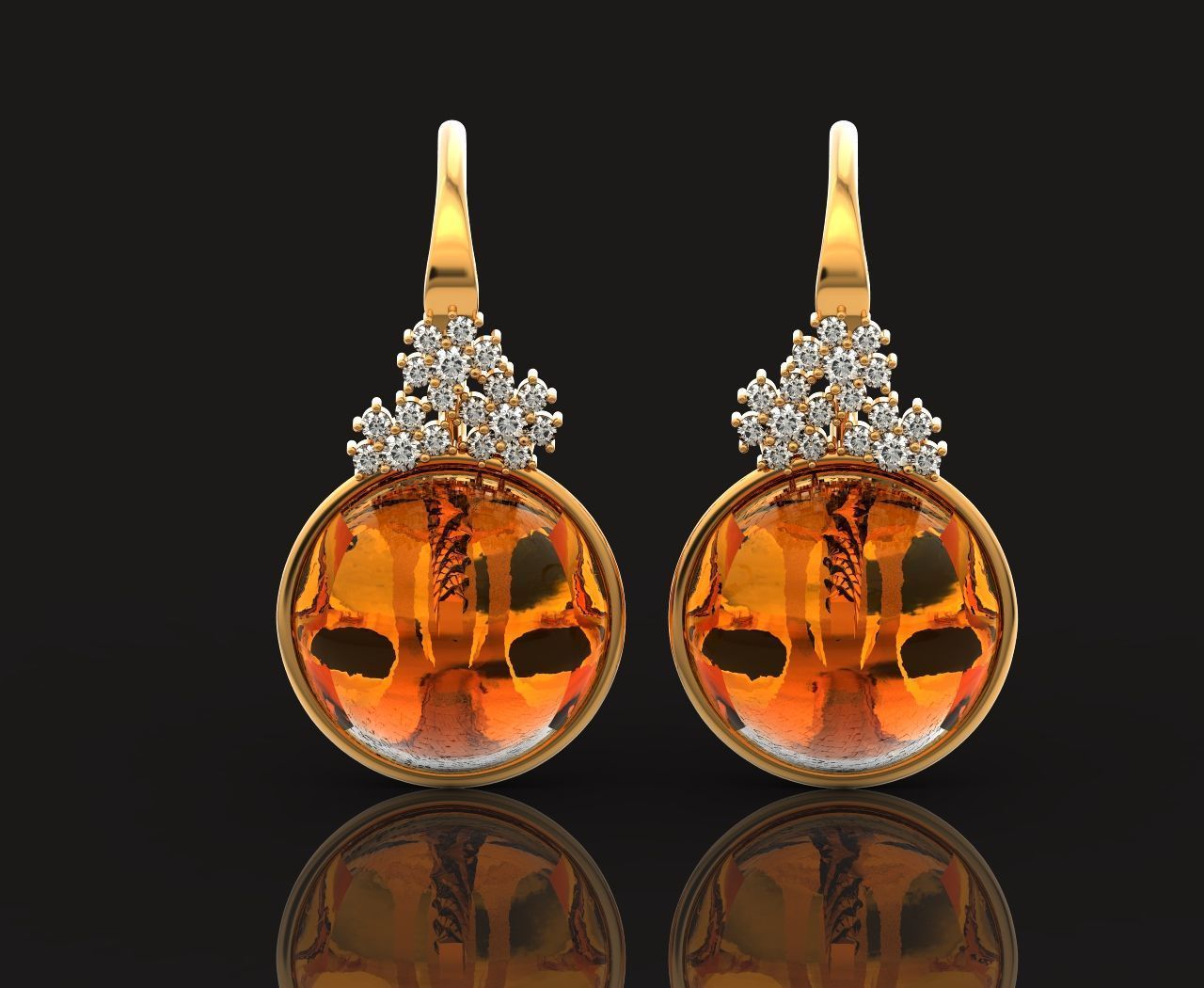 pearl earrings with flowers 1389 3D print model_20