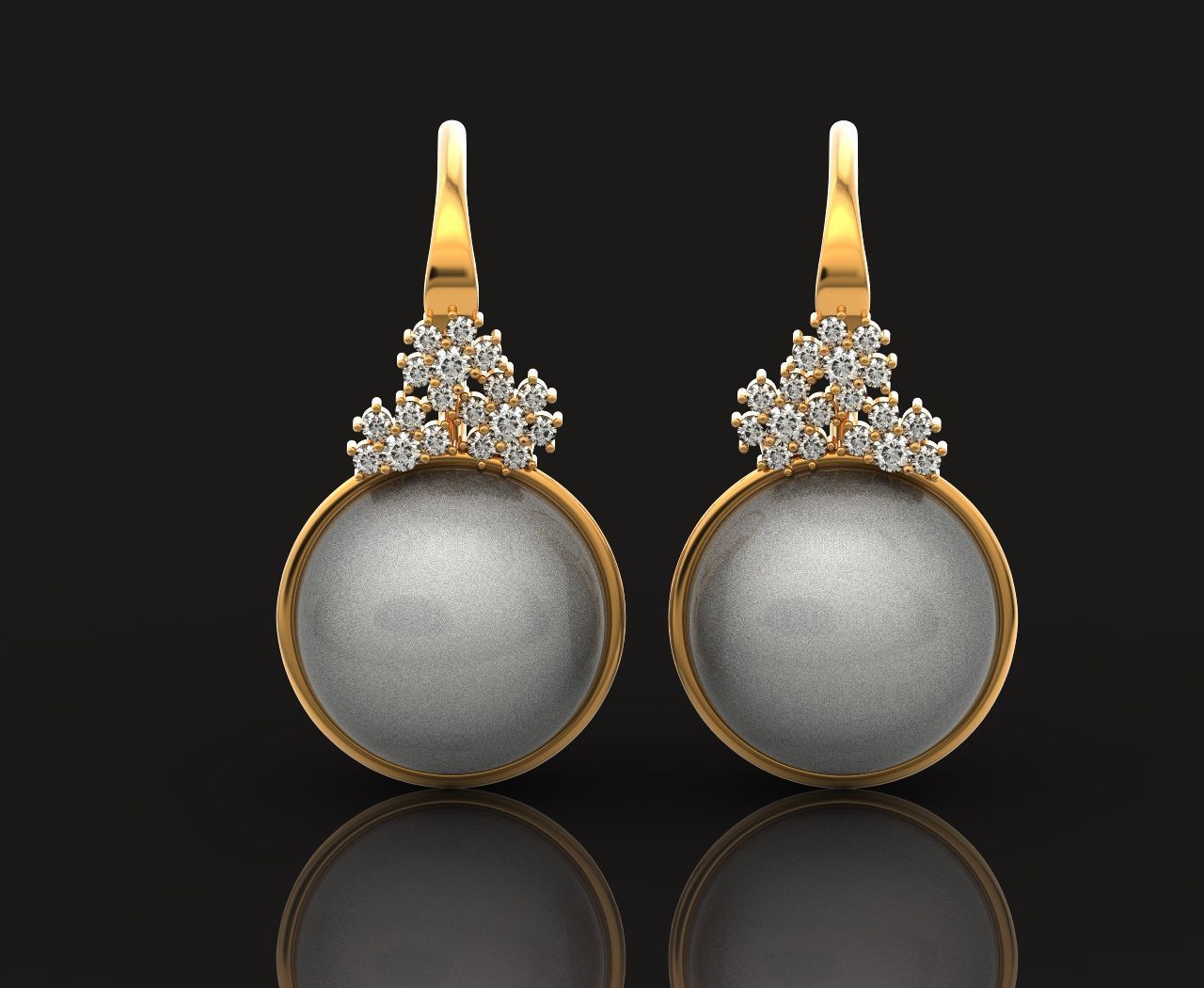 pearl earrings with flowers 1389 3D print model_35