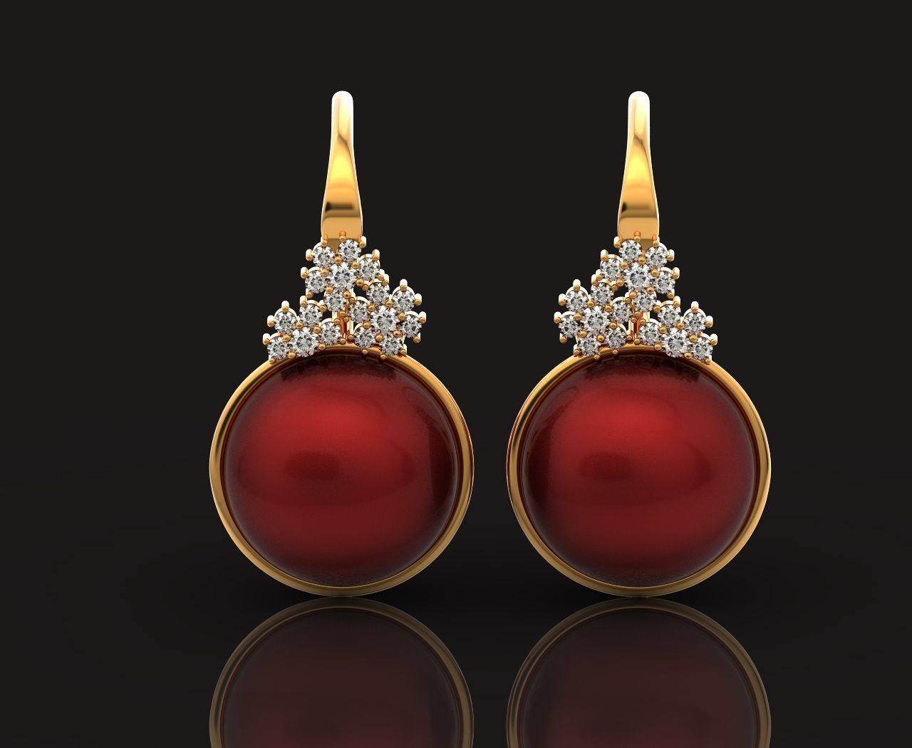 pearl earrings with flowers 1389 3D print model_2