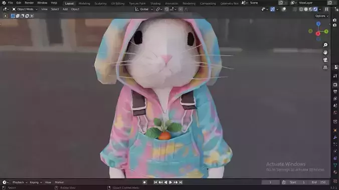 Cute Dressed-Up Bunny Character