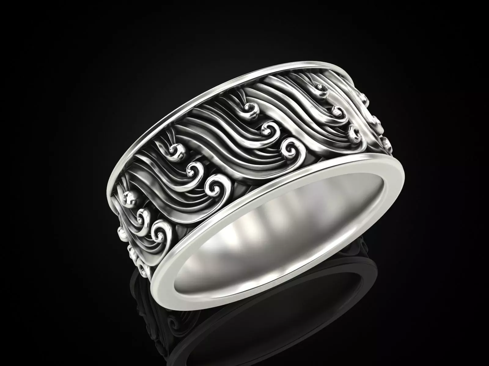 Wave Ring 3D print model_0