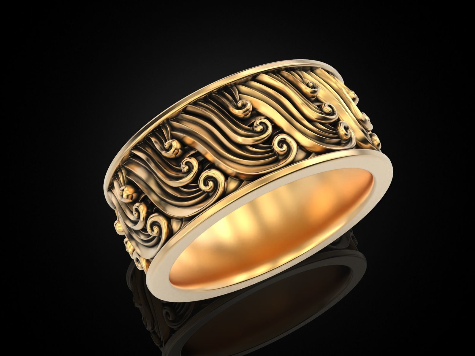 Wave Ring 3D print model_3