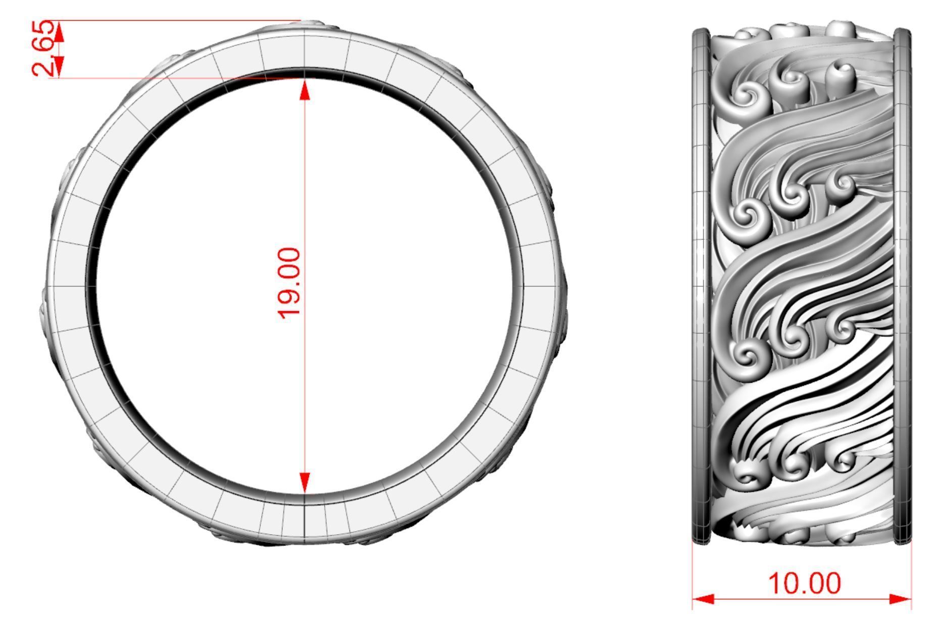 Wave Ring 3D print model_6