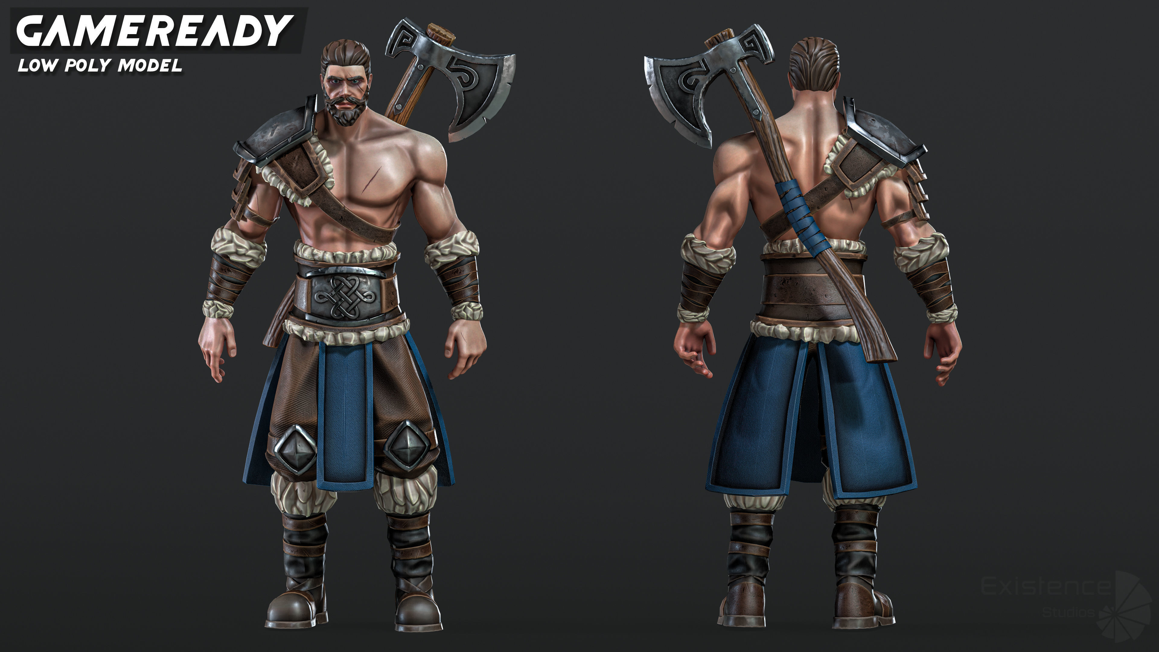 Stylized Warrior 06 - Magnus Male Fighter Fantasy - 55 Low-poly 3D model_4