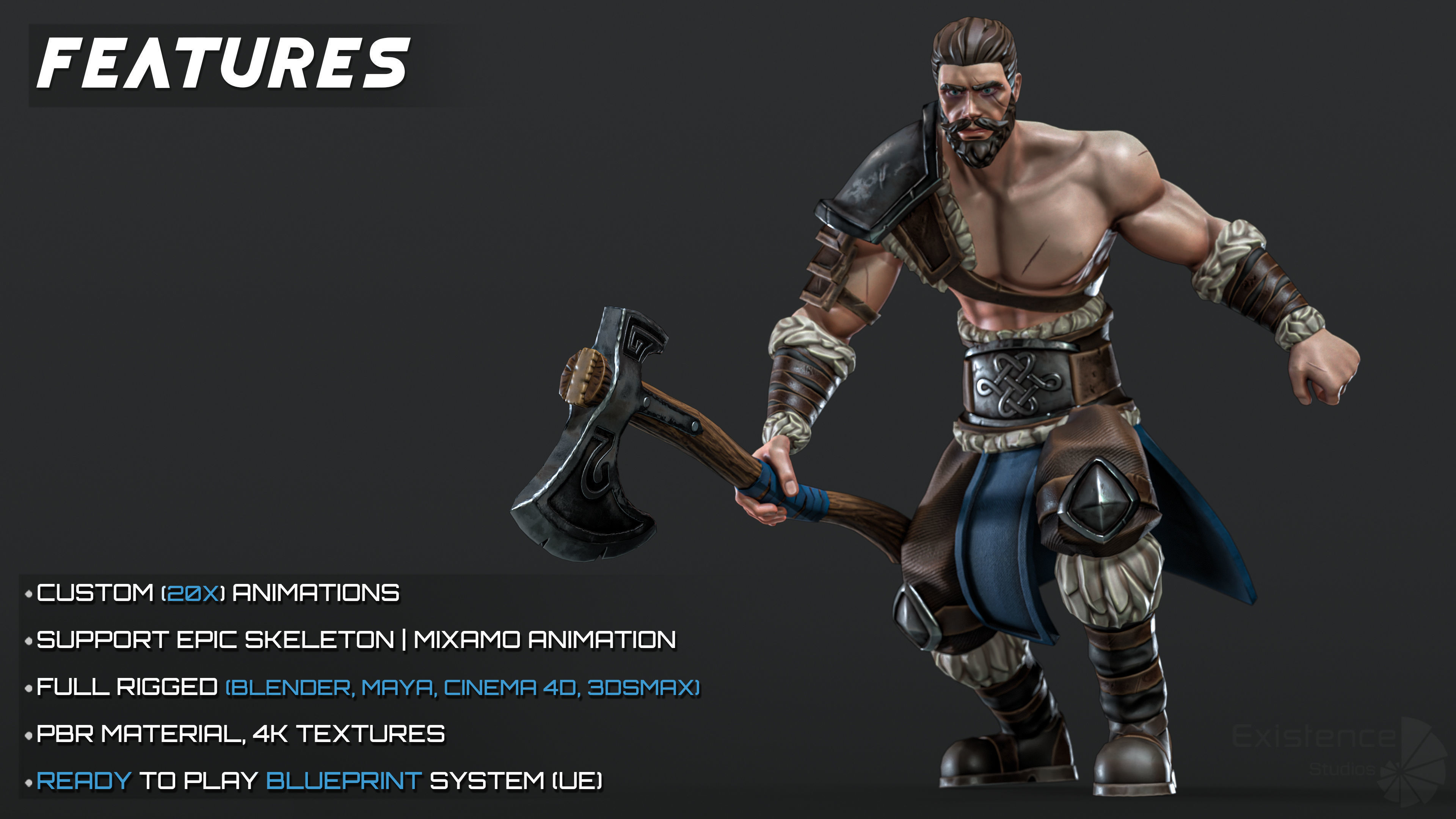 Stylized Warrior 06 - Magnus Male Fighter Fantasy - 55 Low-poly 3D model_3